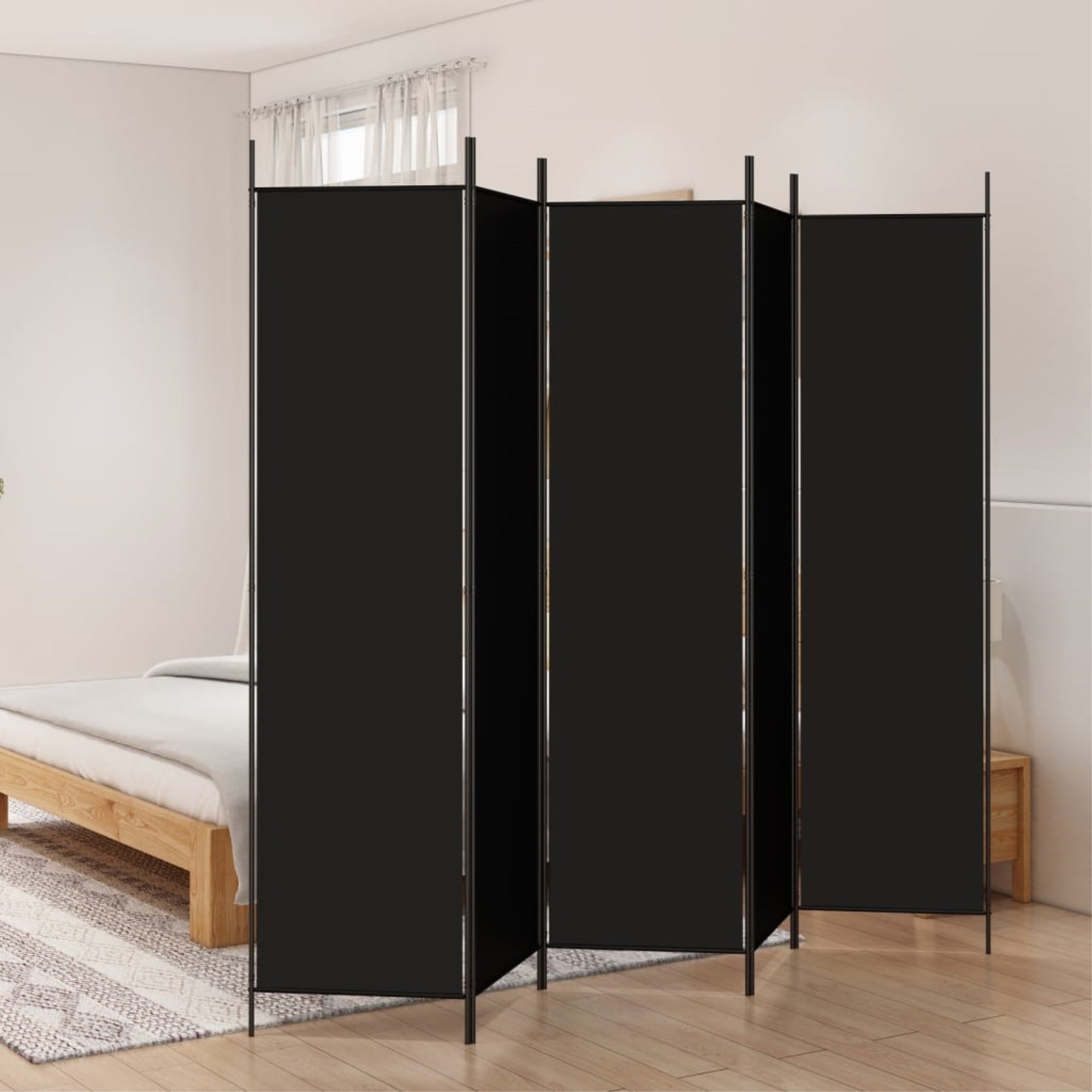 Vidaxl 5-Panel Room Divider Black 98.4'X78.7' Fabric