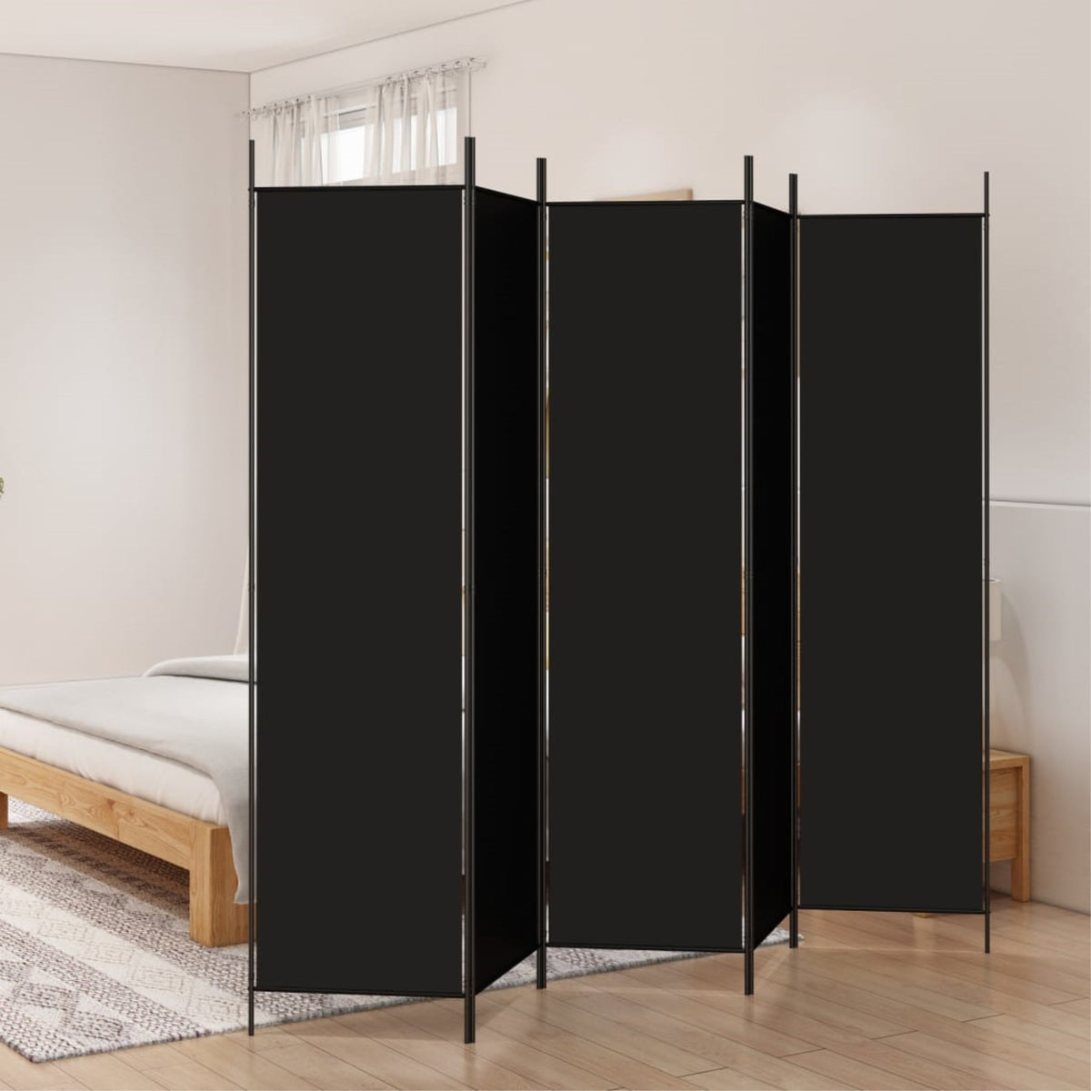 Vidaxl 5-Panel Room Divider Black 98.4'X78.7' Fabric