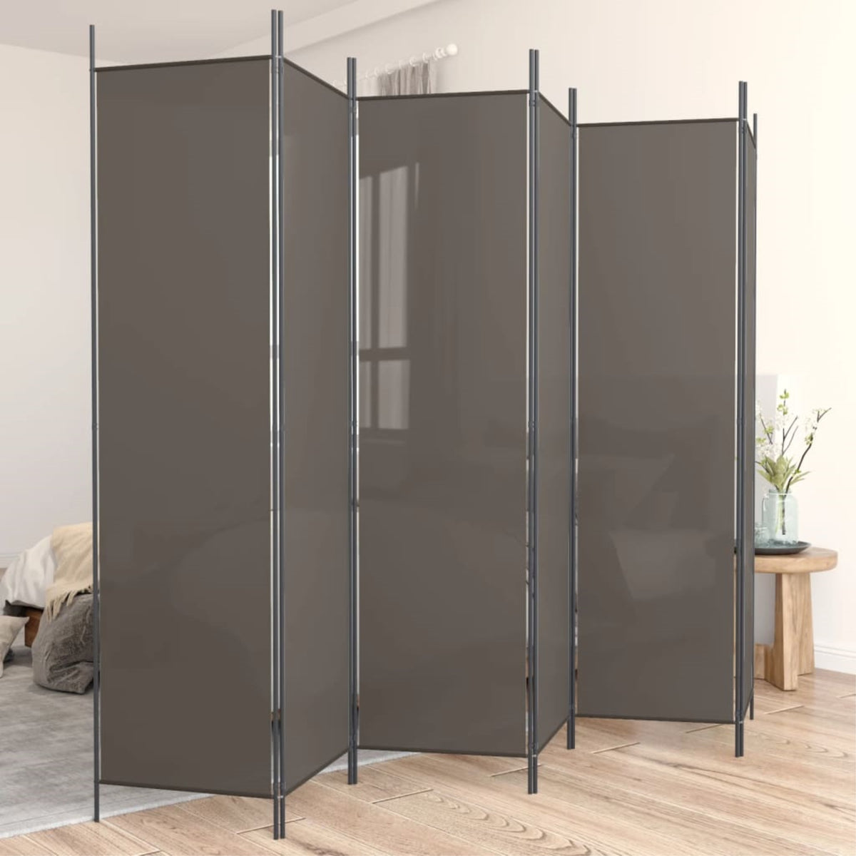 Vidaxl 6-Panel Room Divider Anthracite 118.1'X78.7' Fabric