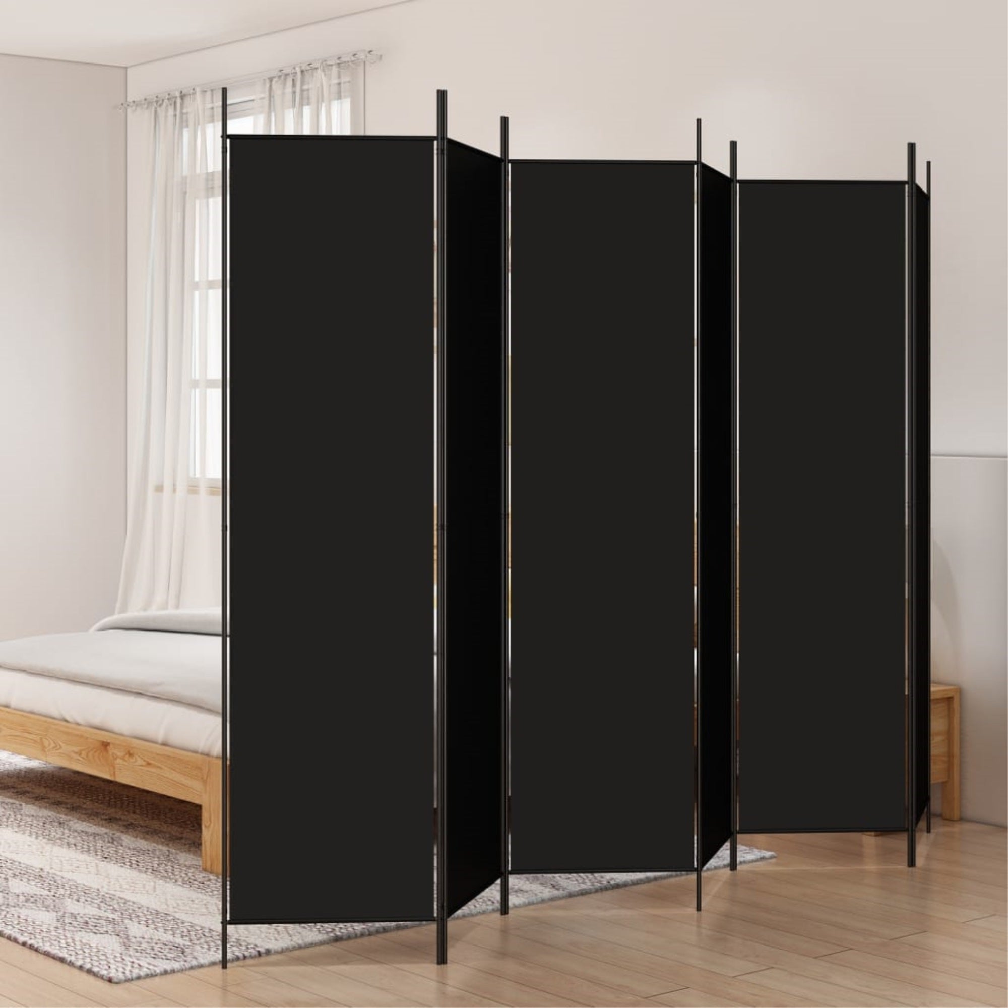 Vidaxl 6-Panel Room Divider Black 118.1'X78.7' Fabric