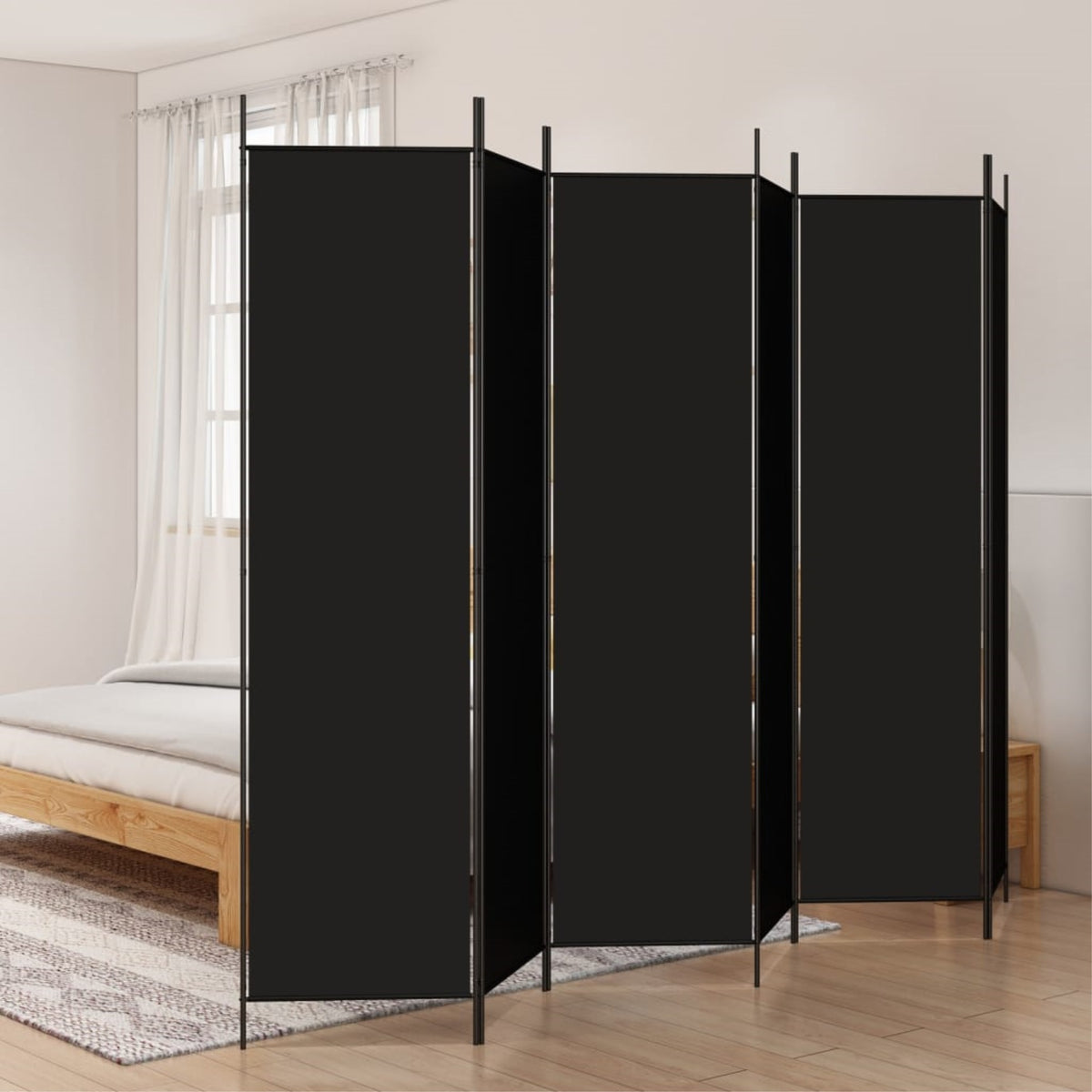 Vidaxl 6-Panel Room Divider Black 118.1'X78.7' Fabric
