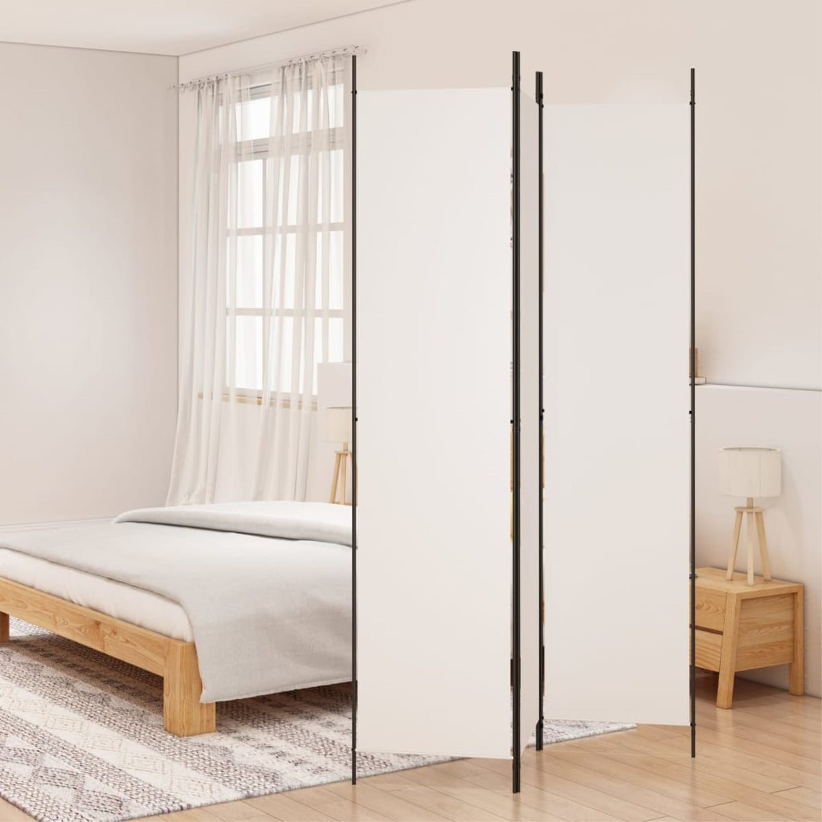 Vidaxl 3-Panel Room Divider White 59.1'X86.6' Fabric