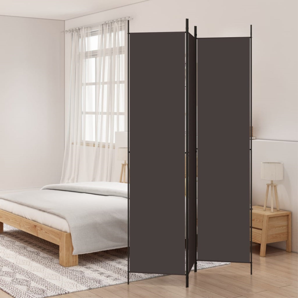 Vidaxl 3-Panel Room Divider Brown 59.1'X86.6' Fabric