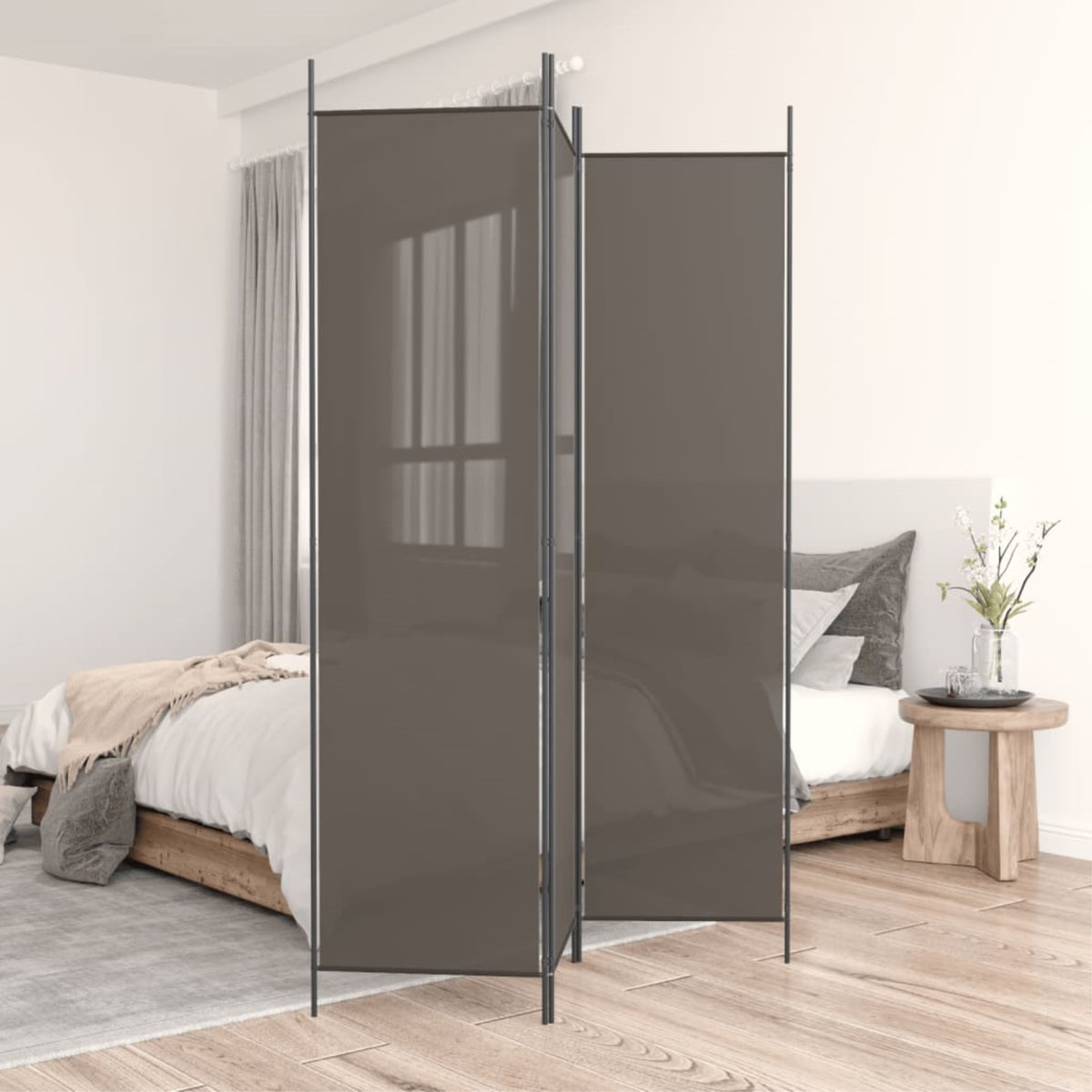 Vidaxl 3-Panel Room Divider Anthracite 59.1'X86.6' Fabric