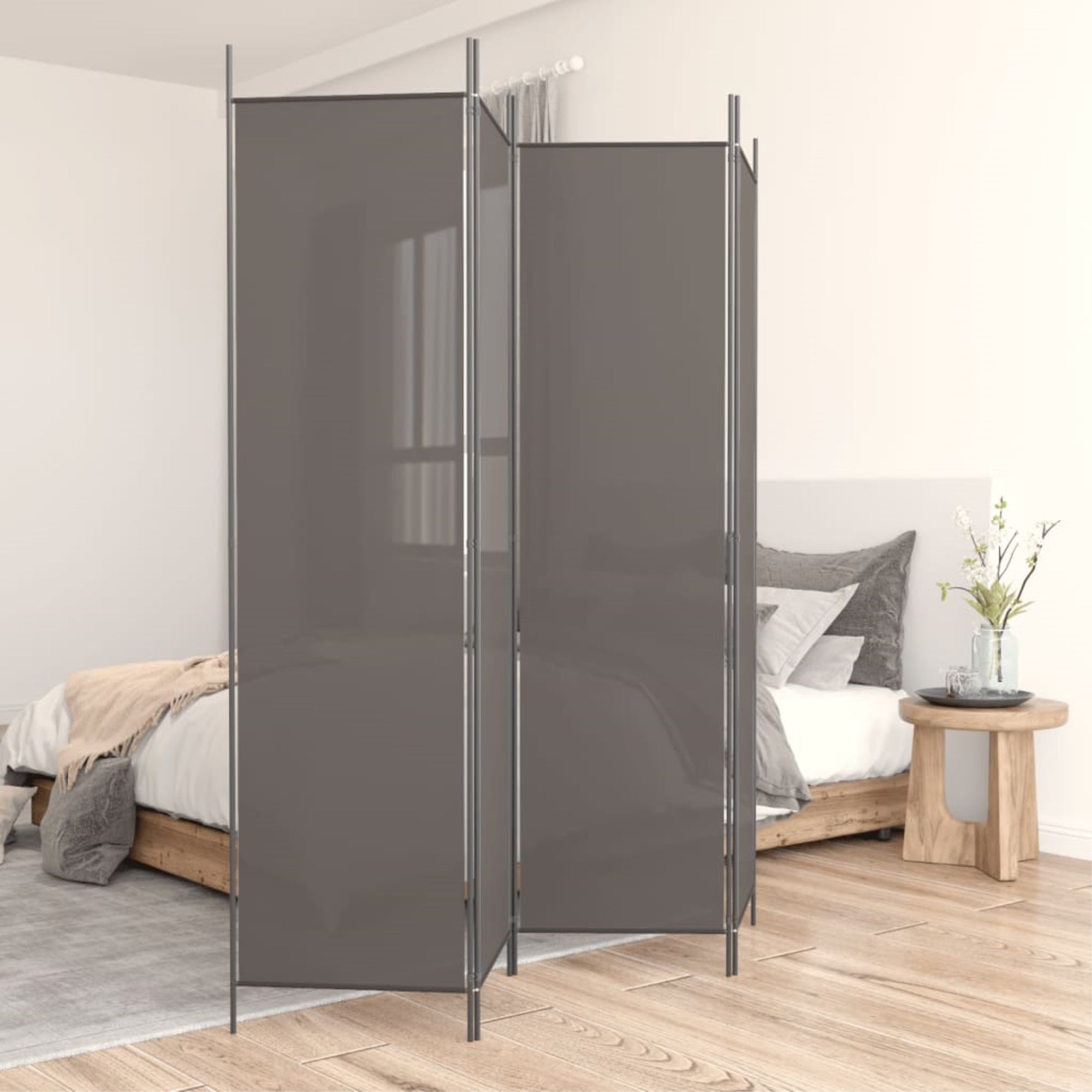 Vidaxl 4-Panel Room Divider Anthracite 78.7'X86.6' Fabric