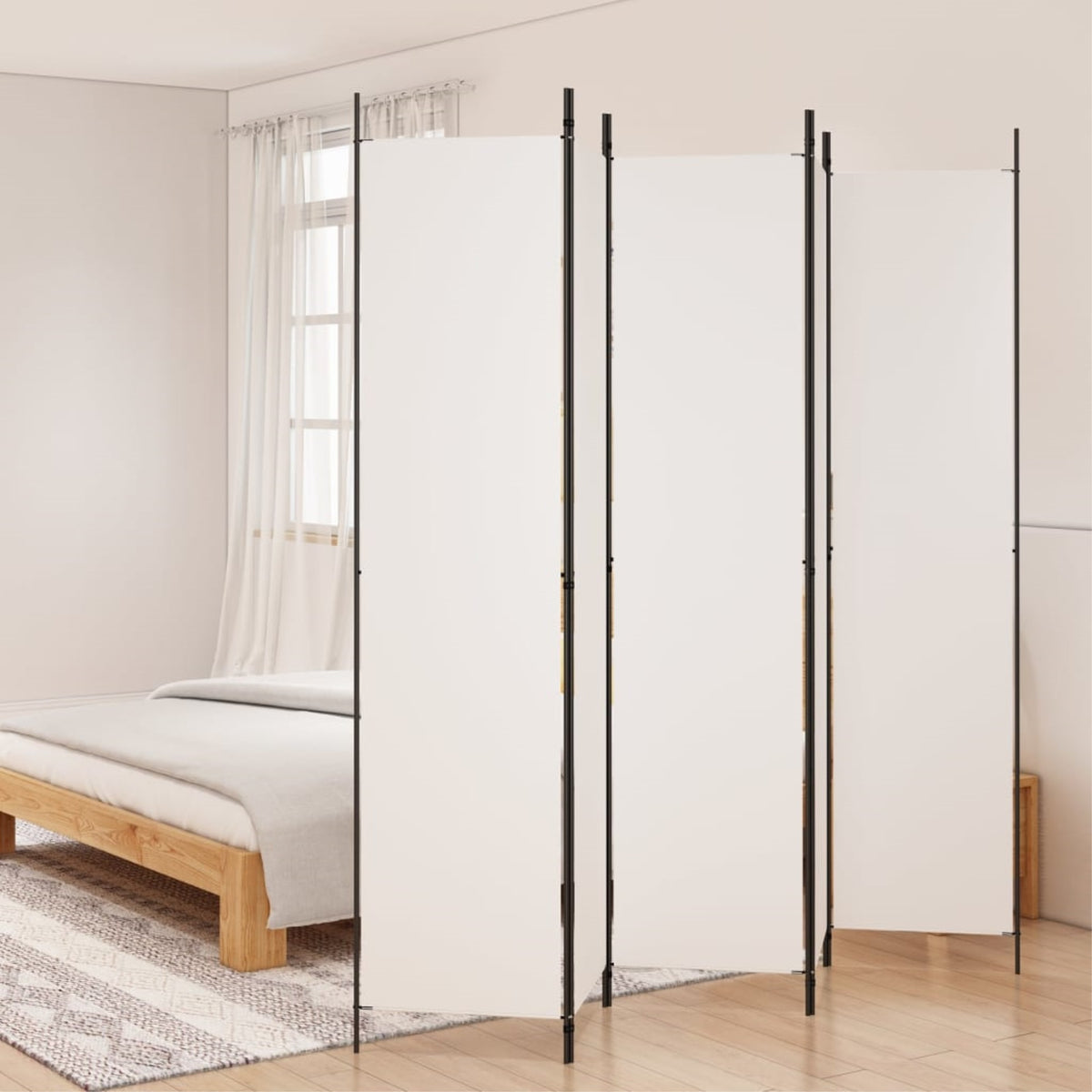 Vidaxl 5-Panel Room Divider White 98.4'X86.6' Fabric