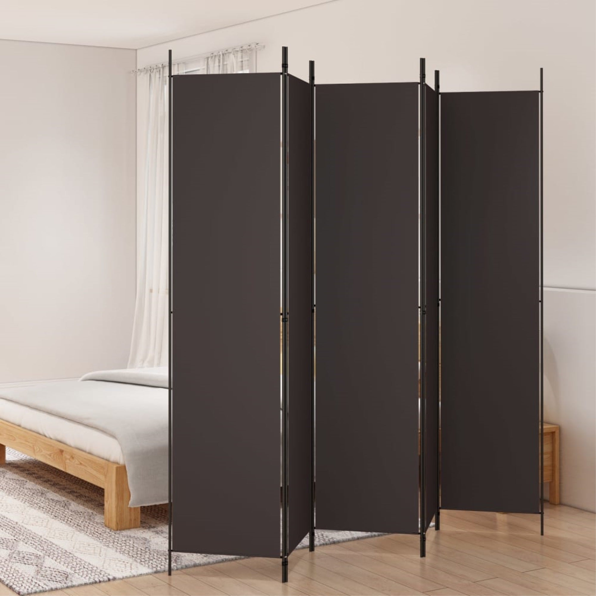 Vidaxl 5-Panel Room Divider Brown 98.4'X86.6' Fabric