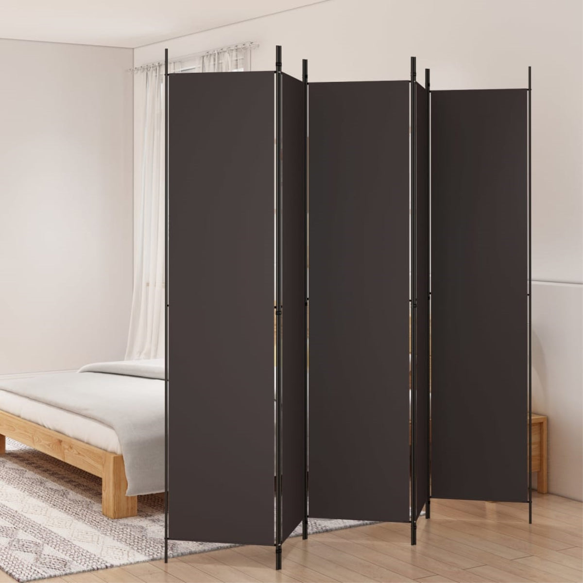 Vidaxl 5-Panel Room Divider Brown 98.4'X86.6' Fabric