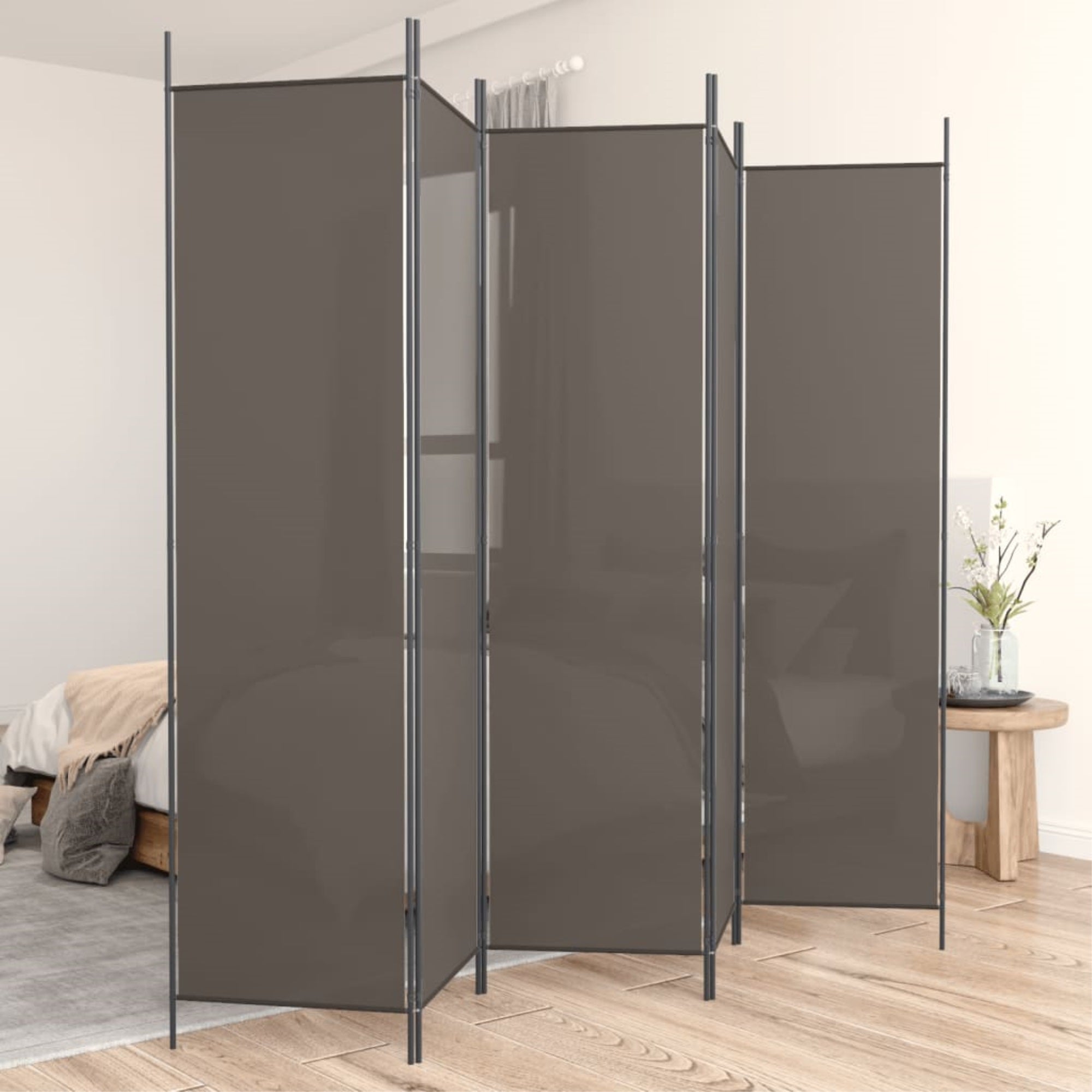 Vidaxl 5-Panel Room Divider Anthracite 98.4'X86.6' Fabric