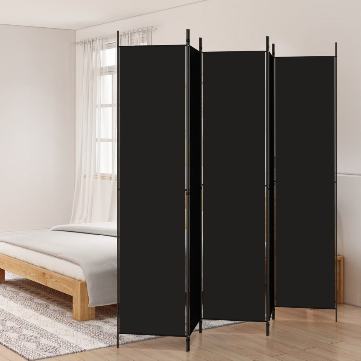 Vidaxl 5-Panel Room Divider Black 98.4'X86.6' Fabric