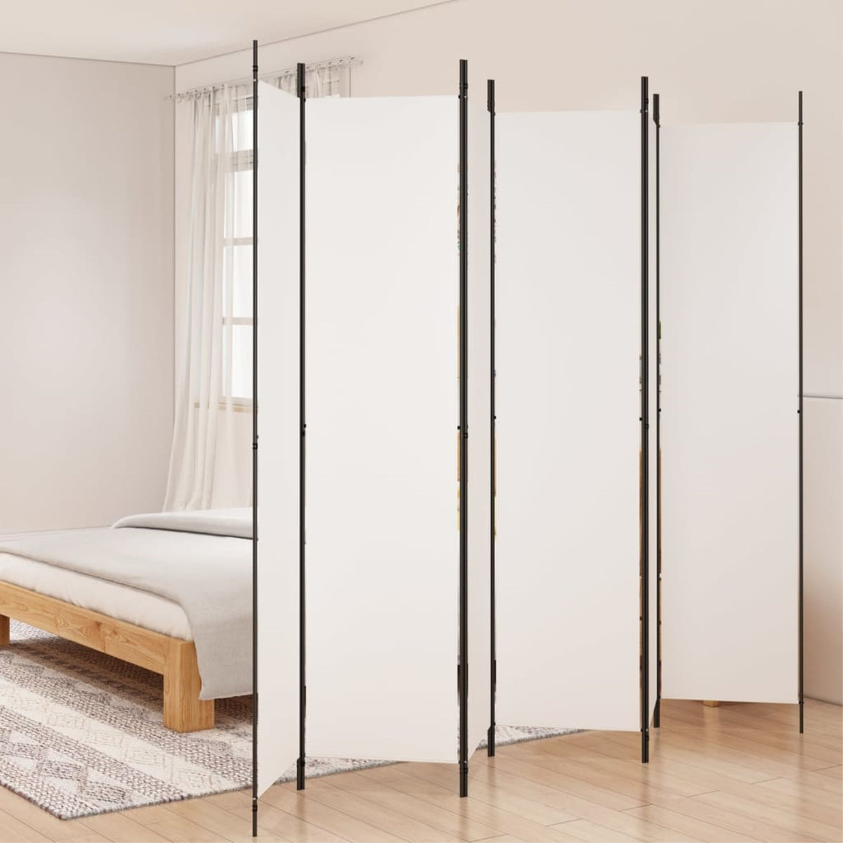 Vidaxl 6-Panel Room Divider White 118.1'X86.6' Fabric