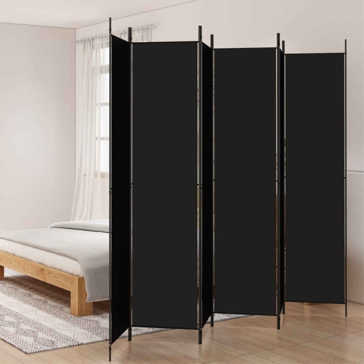 Vidaxl 6-Panel Room Divider Black 118.1'X86.6' Fabric