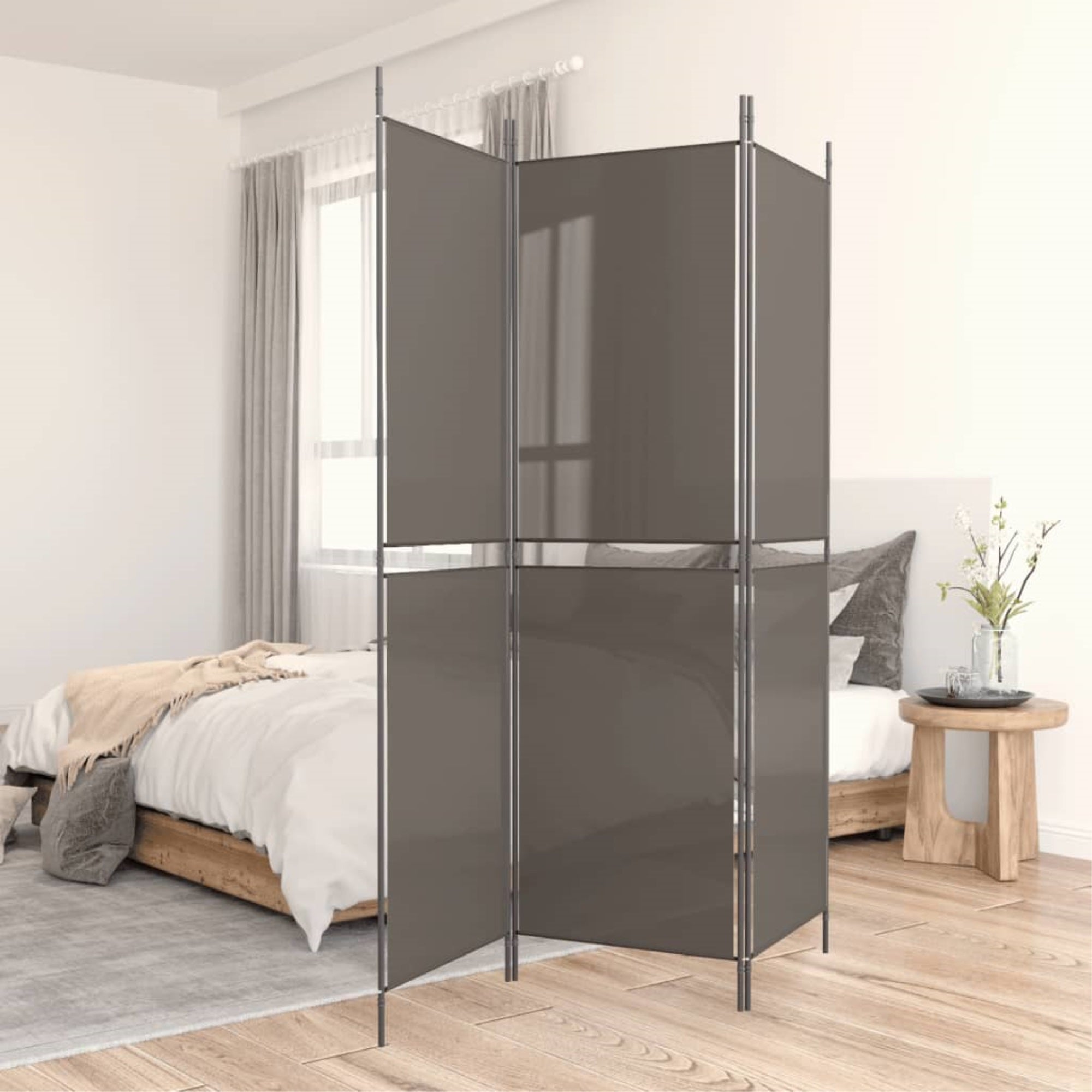 Vidaxl 3-Panel Room Divider Anthracite 59.1'X70.9' Fabric