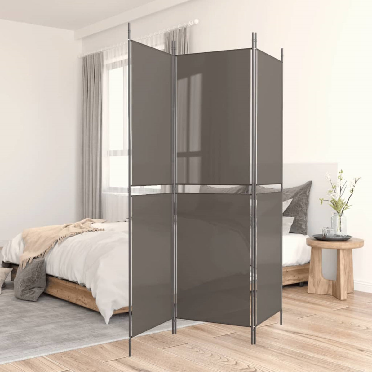 Vidaxl 3-Panel Room Divider Anthracite 59.1'X70.9' Fabric