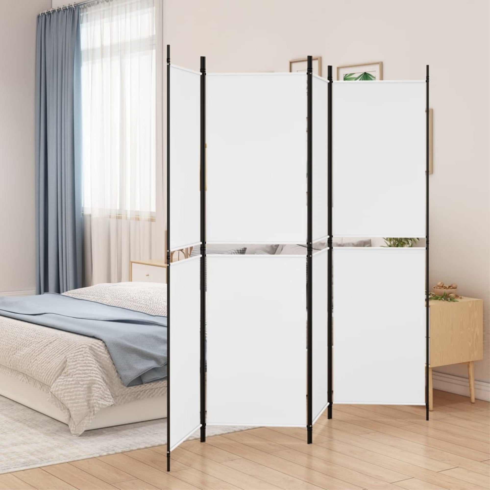 Vidaxl 4-Panel Room Divider White 78.7'X70.9' Fabric