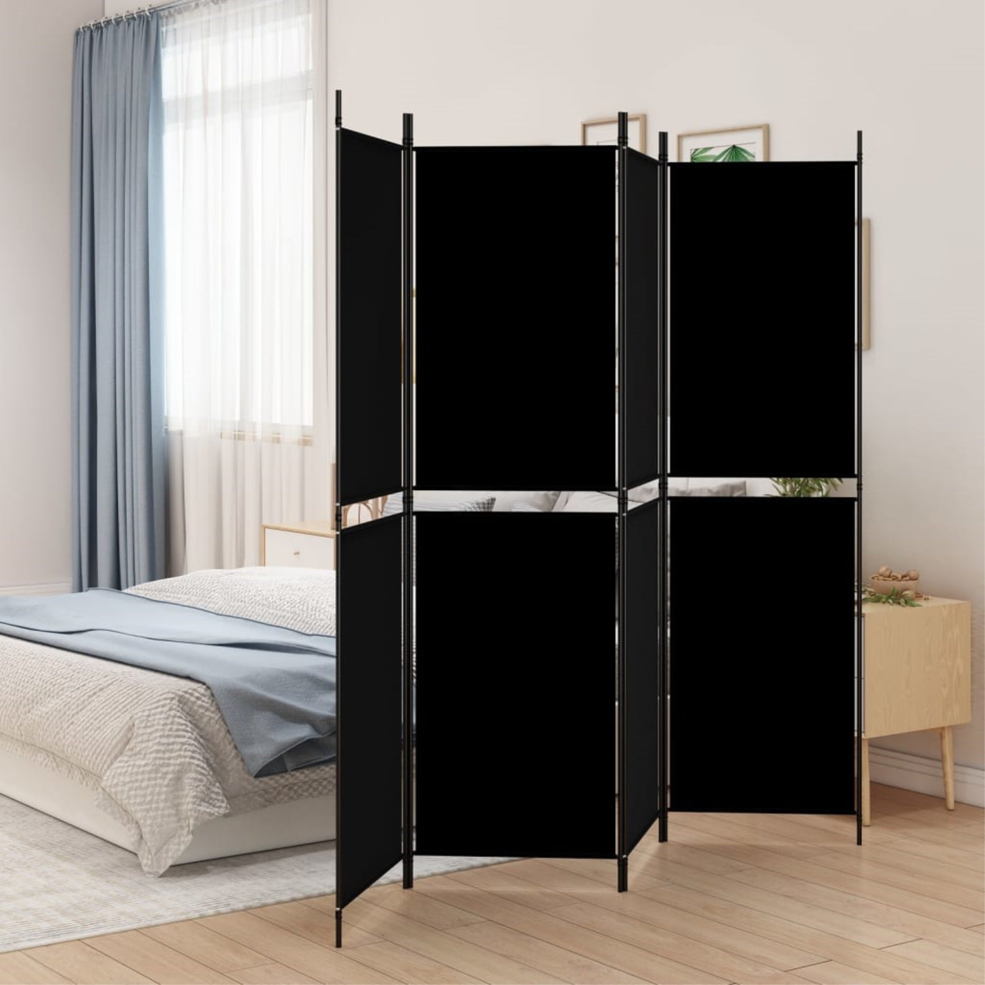 Vidaxl 4-Panel Room Divider Black 78.7'X70.9' Fabric