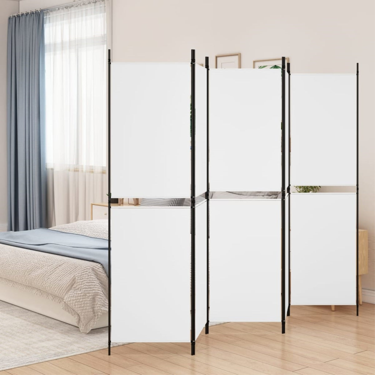 Vidaxl 5-Panel Room Divider White 98.4'X70.9' Fabric