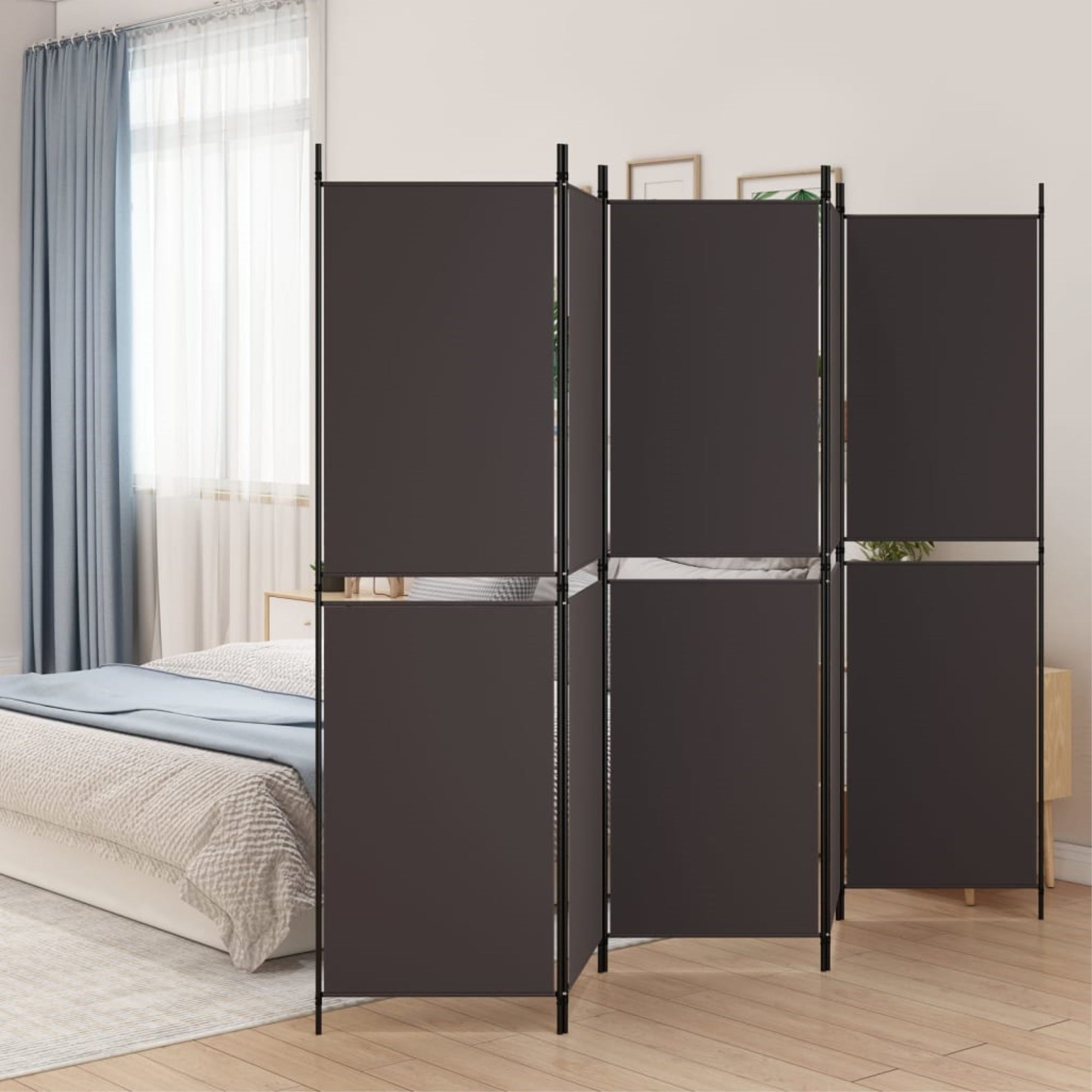 Vidaxl 5-Panel Room Divider Brown 98.4'X70.9' Fabric