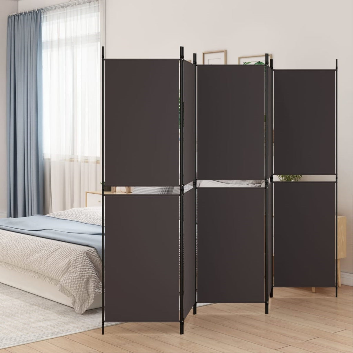 Vidaxl 5-Panel Room Divider Brown 98.4'X70.9' Fabric