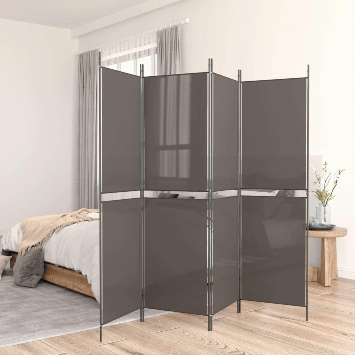 Vidaxl 5-Panel Room Divider Anthracite 98.4'X70.9' Fabric