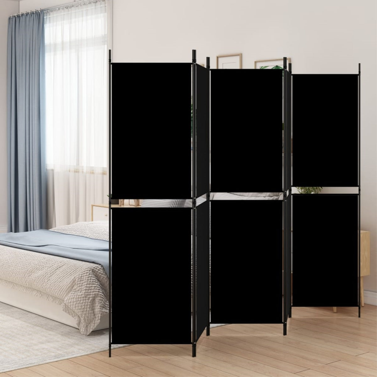 Vidaxl 5-Panel Room Divider Black 98.4'X70.9' Fabric