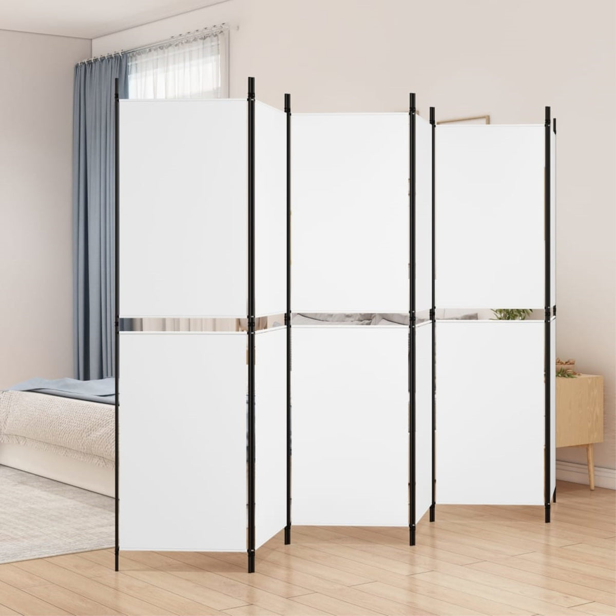 Vidaxl 6-Panel Room Divider White 118.1'X70.9' Fabric