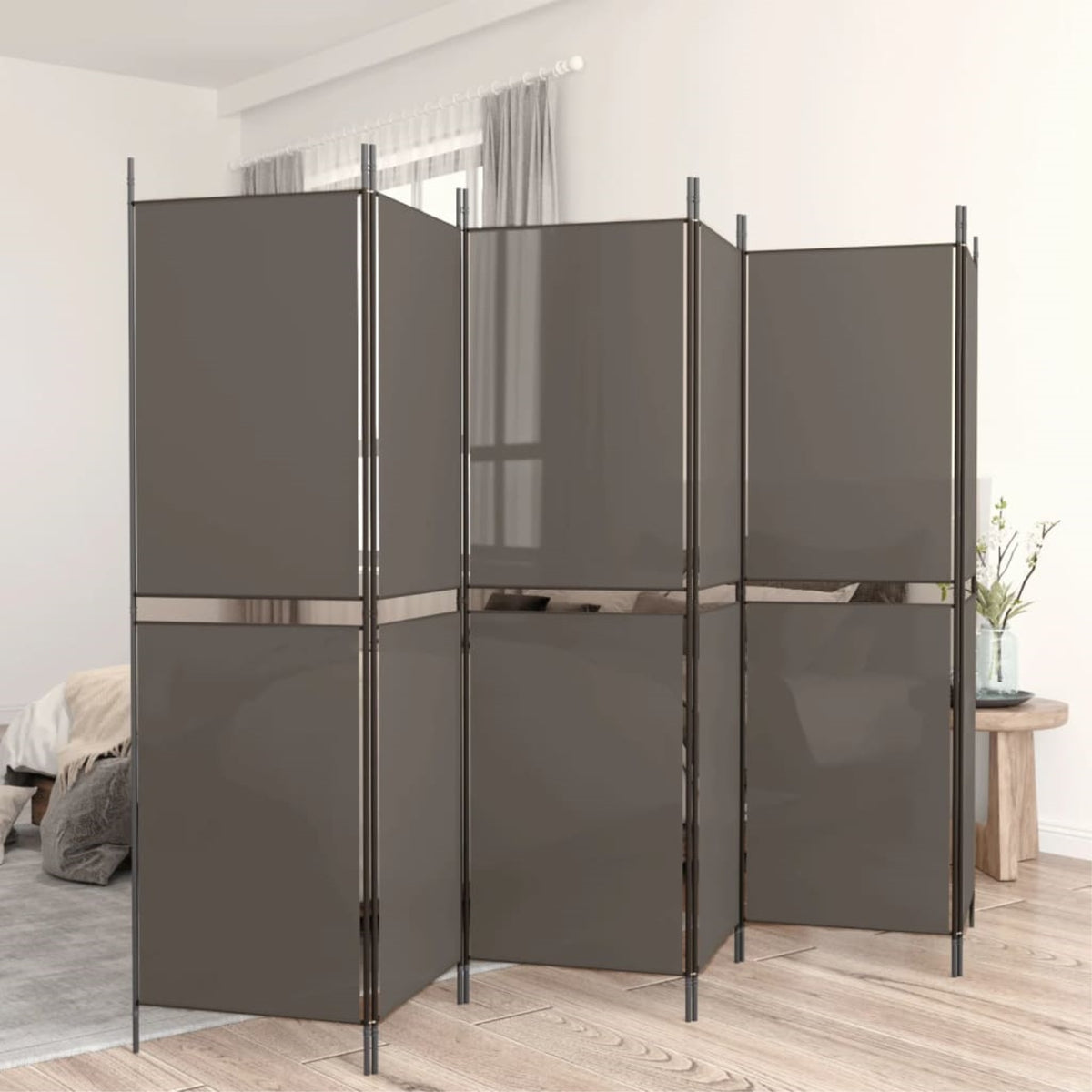Vidaxl 6-Panel Room Divider Anthracite 118.1'X70.9' Fabric