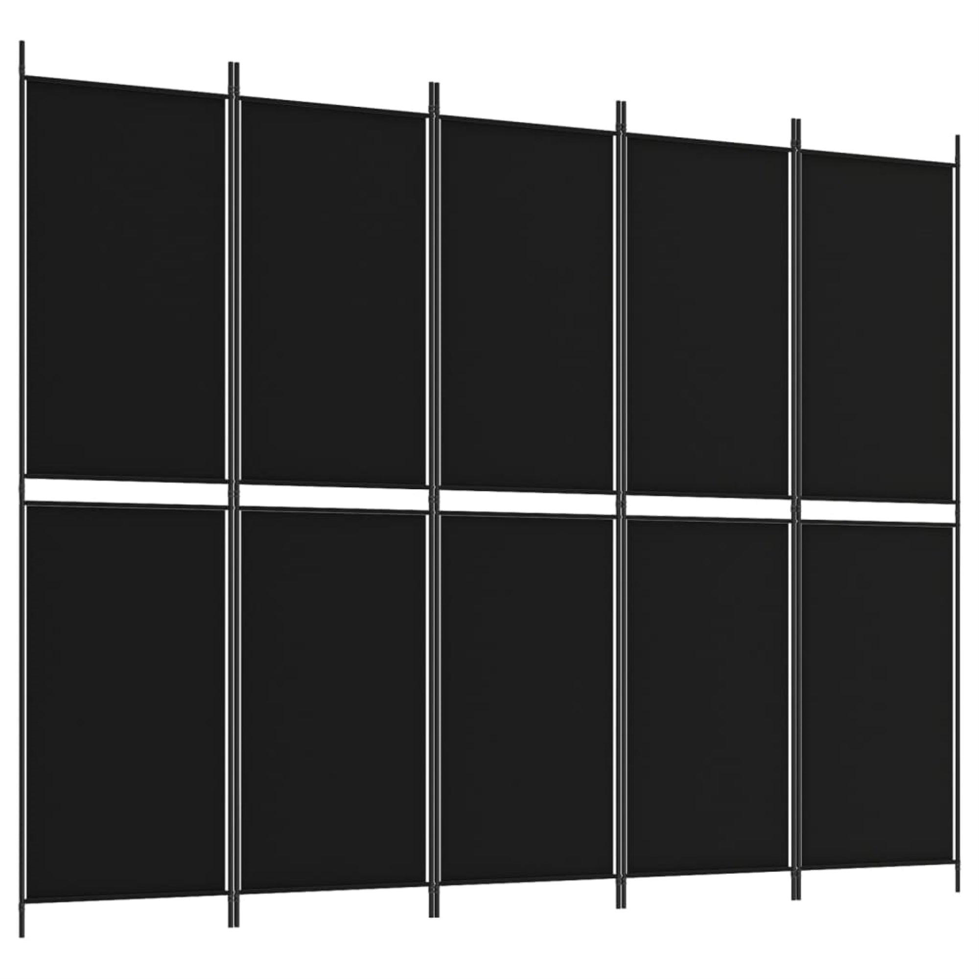 vidaXL 5-Panel Room Divider Black 98.4″x78.7″ Fabric
