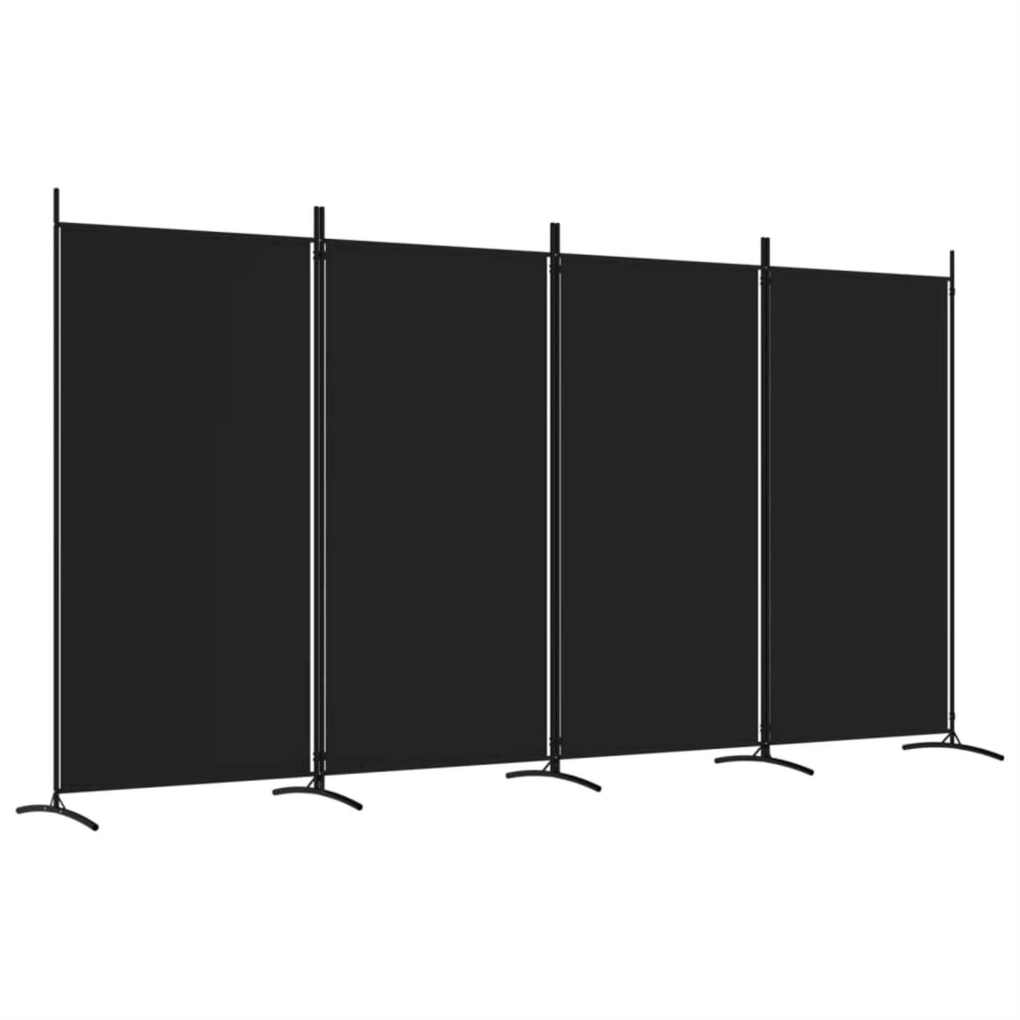 Vidaxl 4-Panel Room Divider Black 136.2'X70.9' Fabric