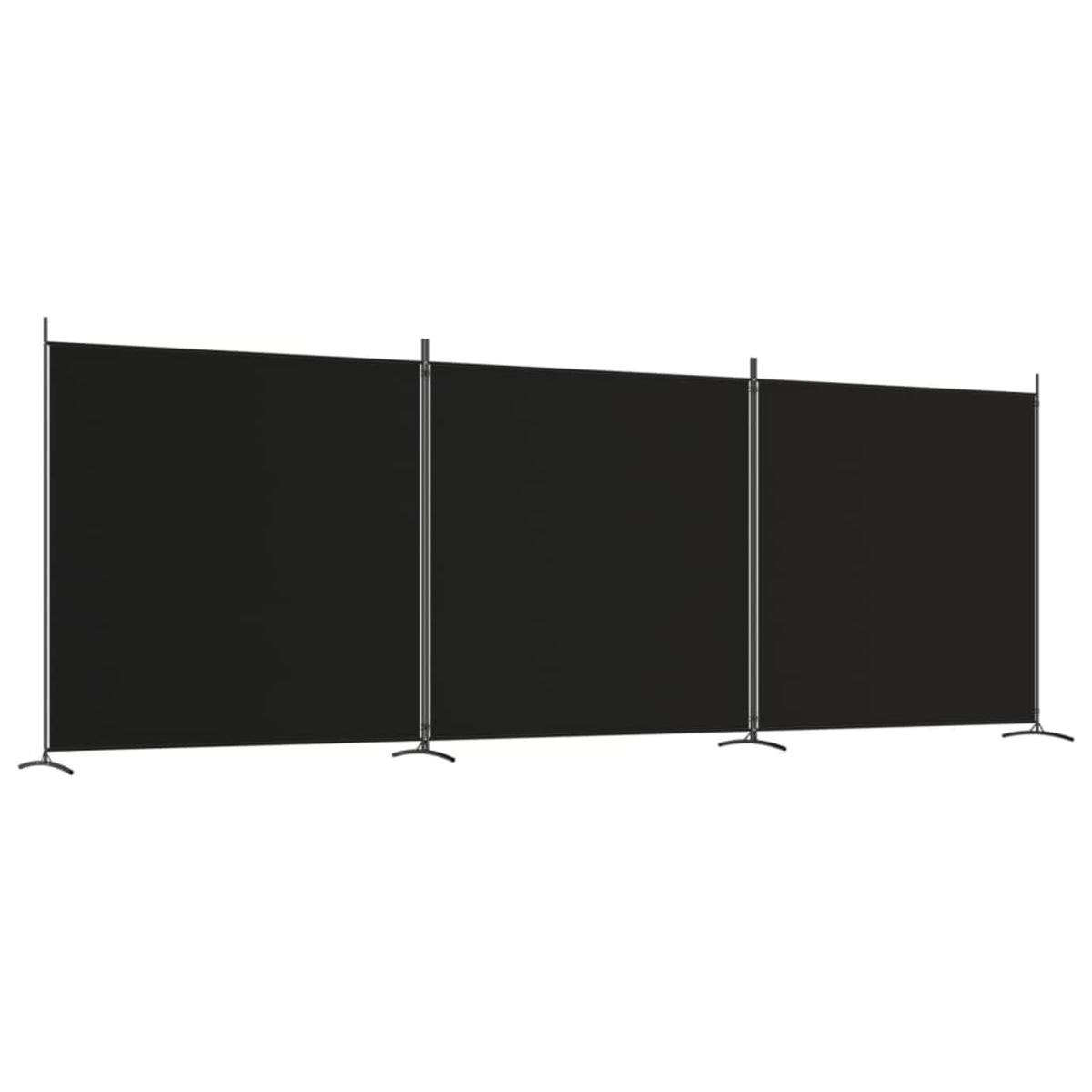 Vidaxl 3-Panel Room Divider Black 206.7'X70.9' Fabric