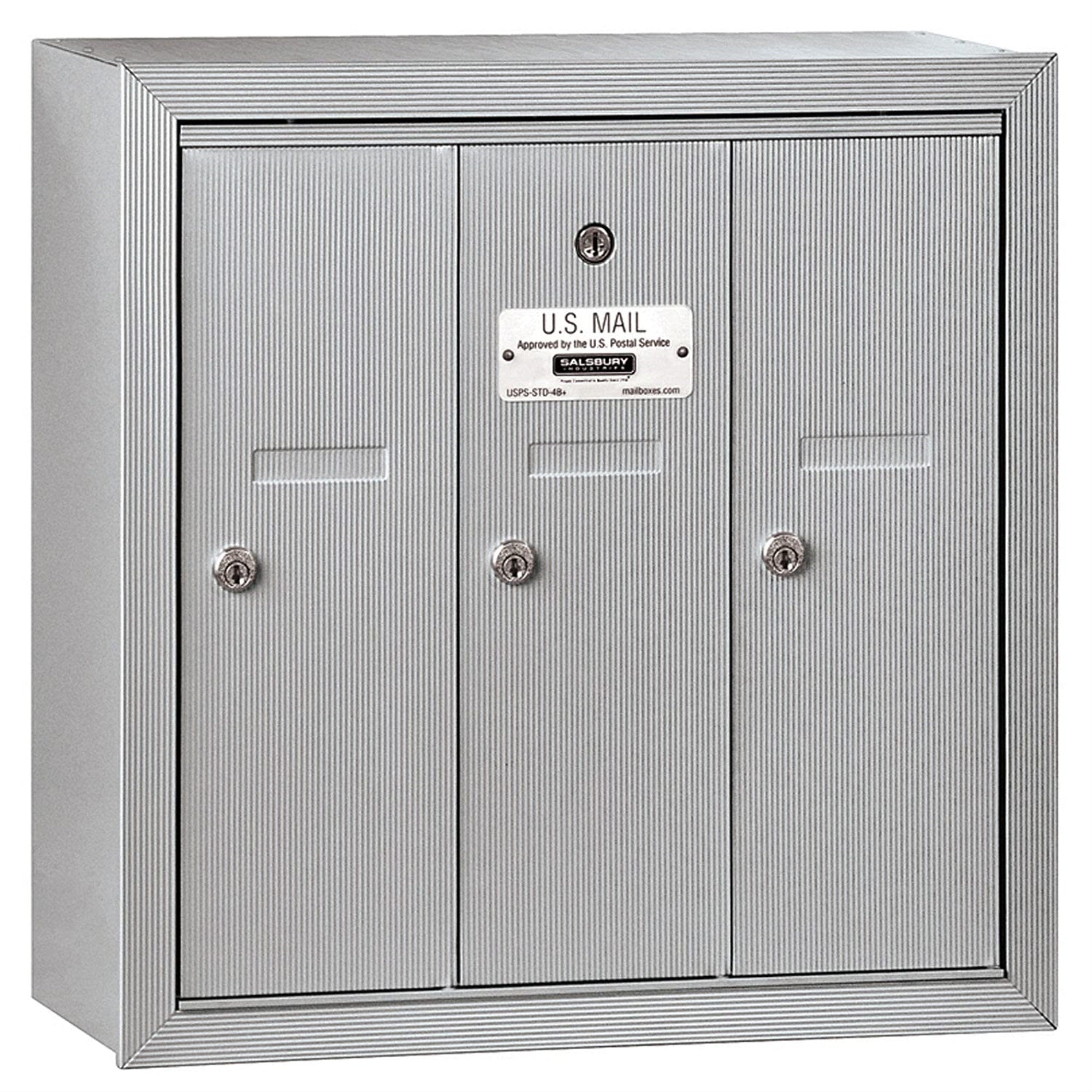 Vertical Mailbox (Includes Master Commercial Lock) - 3 Doors - Aluminum - Surface Mounted - Private Access