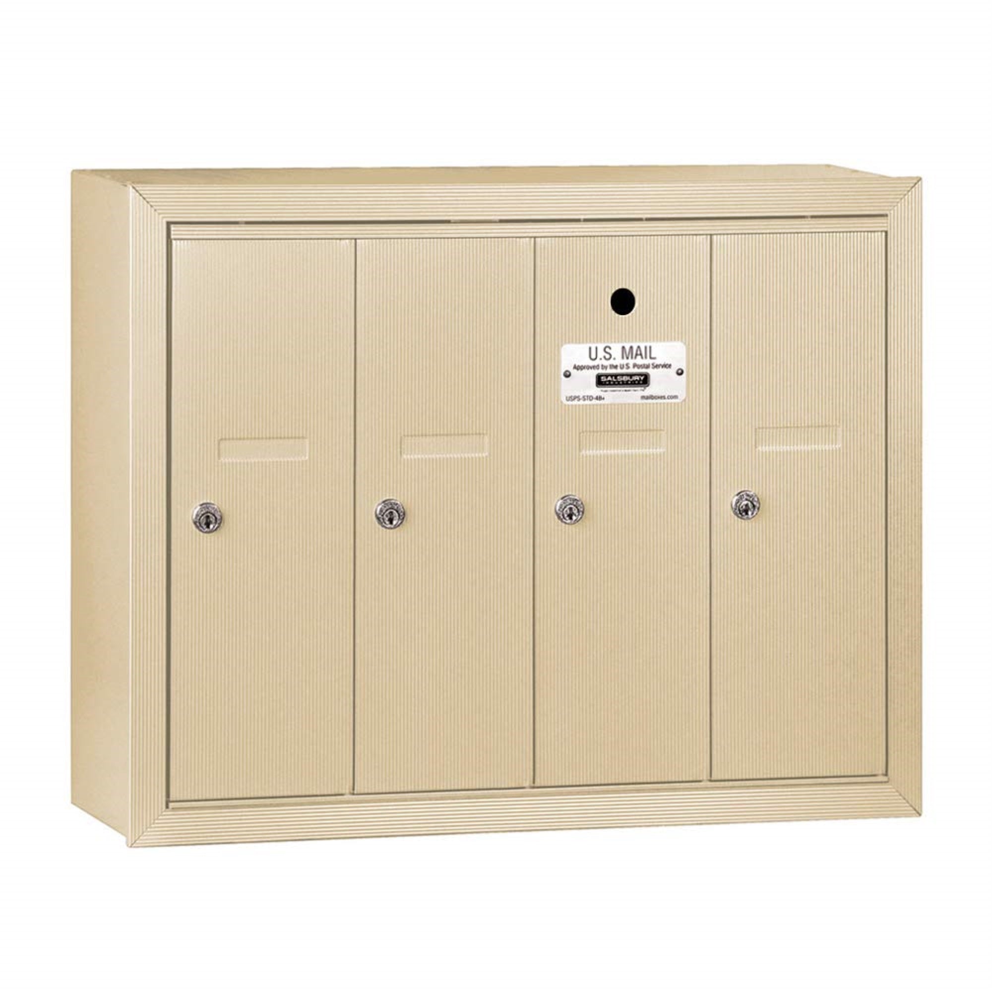 Vertical Mailbox - 4 Doors - Sandstone - Surface Mounted - USPS Access