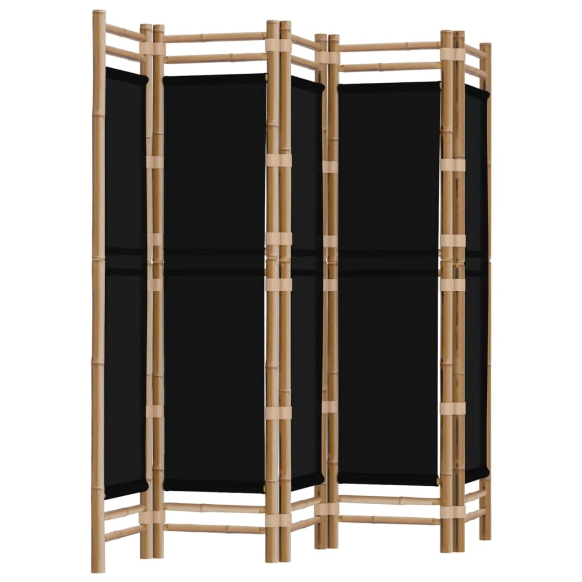 Vidaxl Folding 5-Panel Room Divider 78.7' Bamboo And Canvas