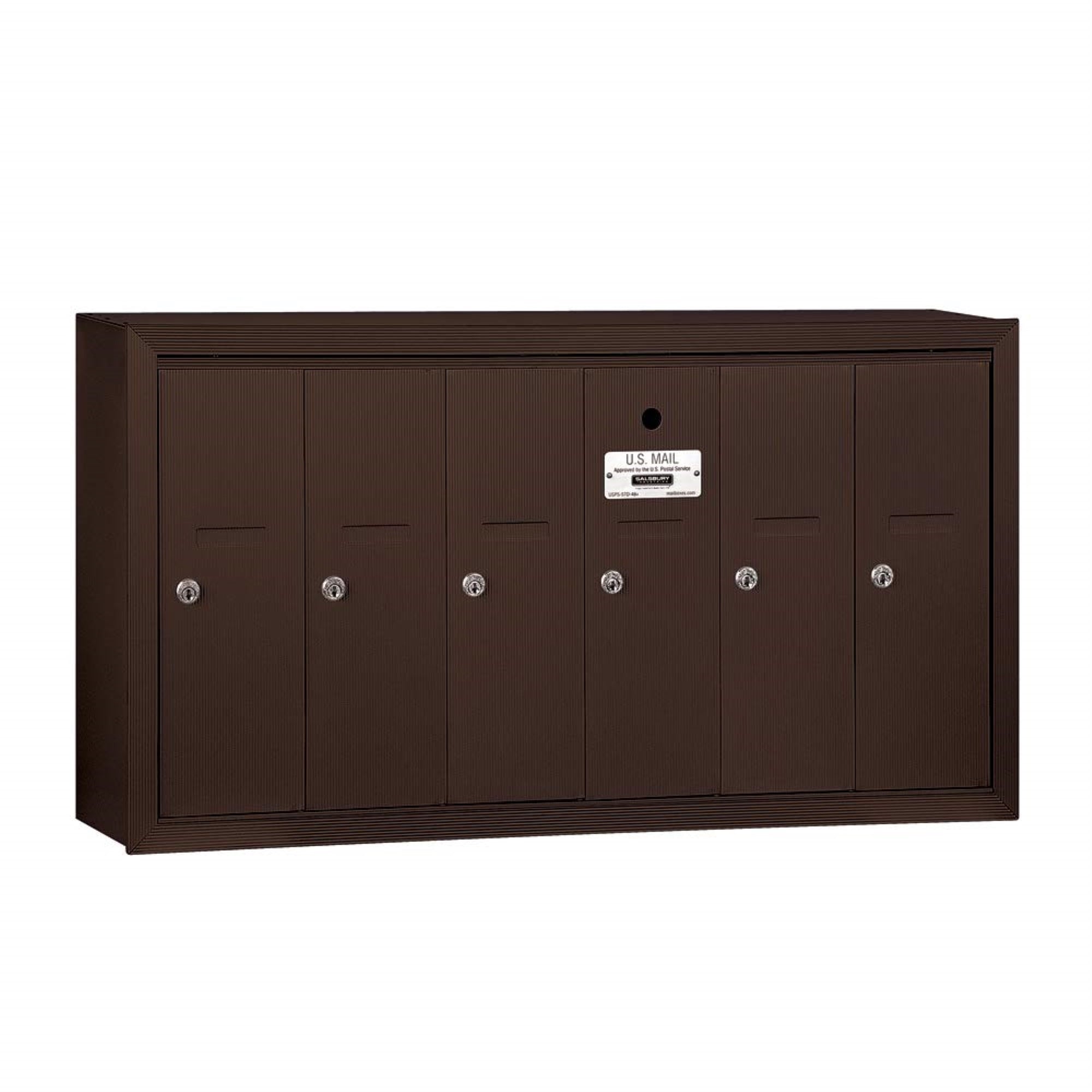 Vertical Mailbox - 6 Doors - Bronze - Surface Mounted - USPS Access
