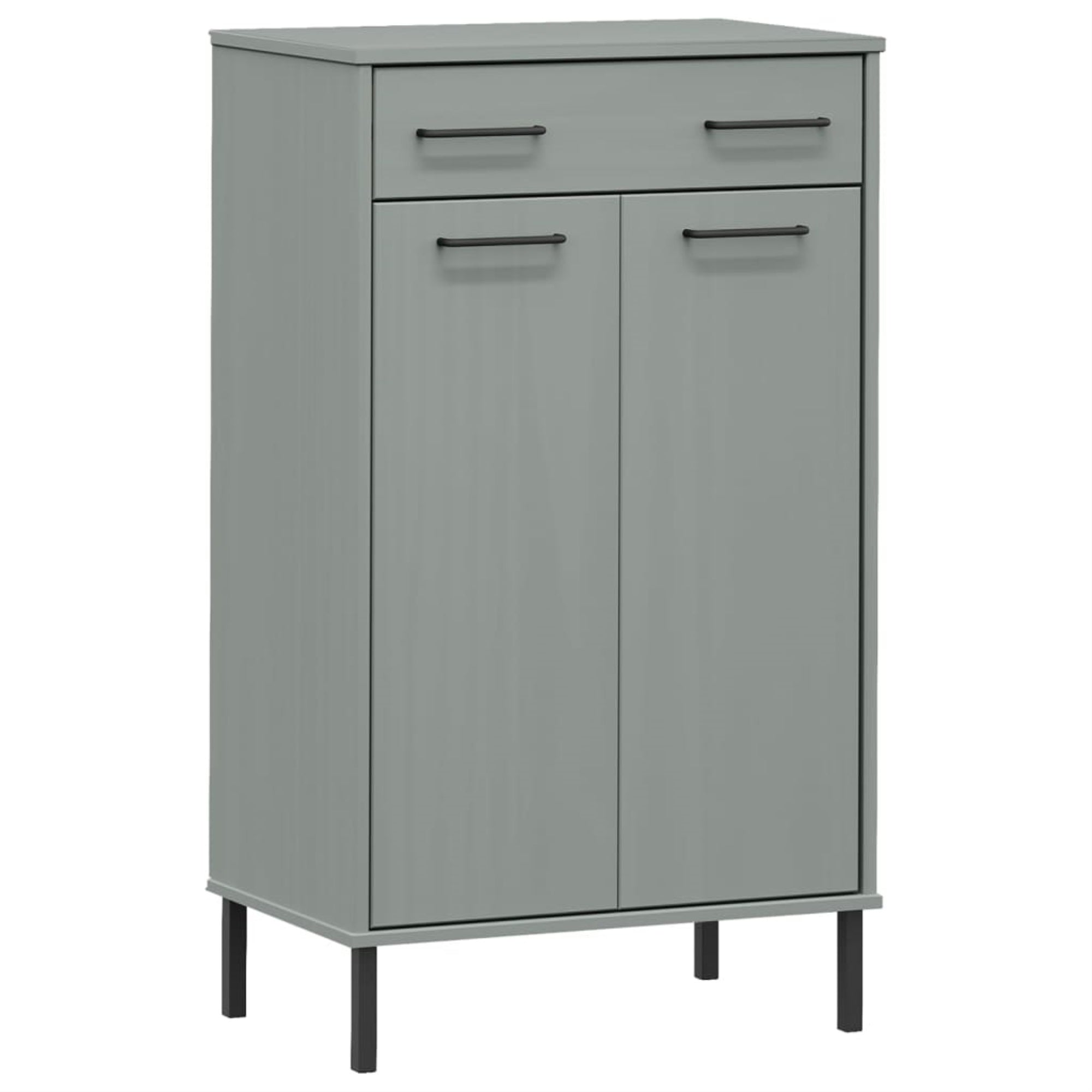 Vidaxl Shoe Rack With Metal Legs Gray Solid Wood Pine Oslo