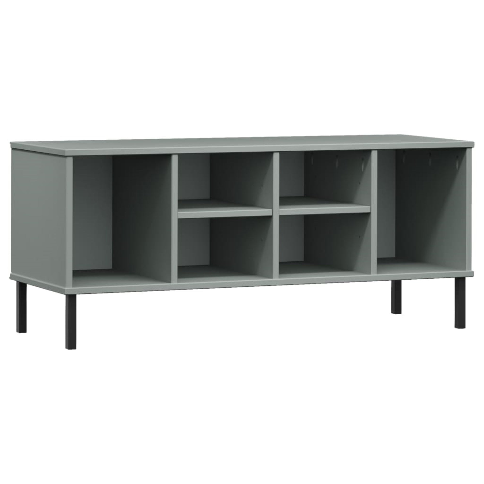Vidaxl Shoe Rack With Metal Legs Gray 41.7'X13.8'X17.7' Solid Wood Oslo