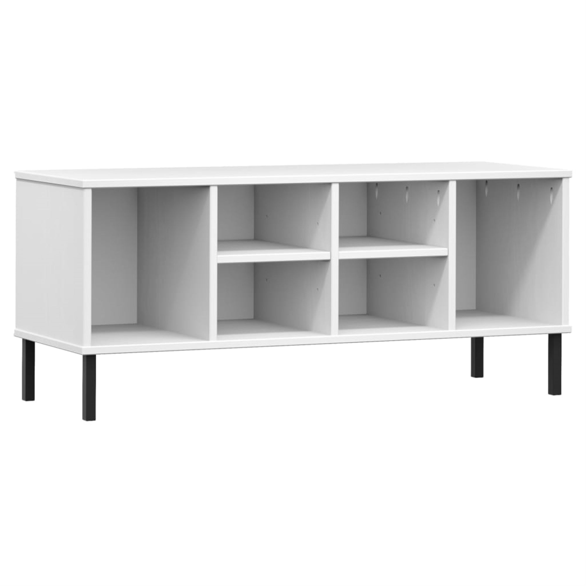 Vidaxl Shoe Rack With Metal Legs White 41.7'X13.8'X17.7' Solid Wood Oslo