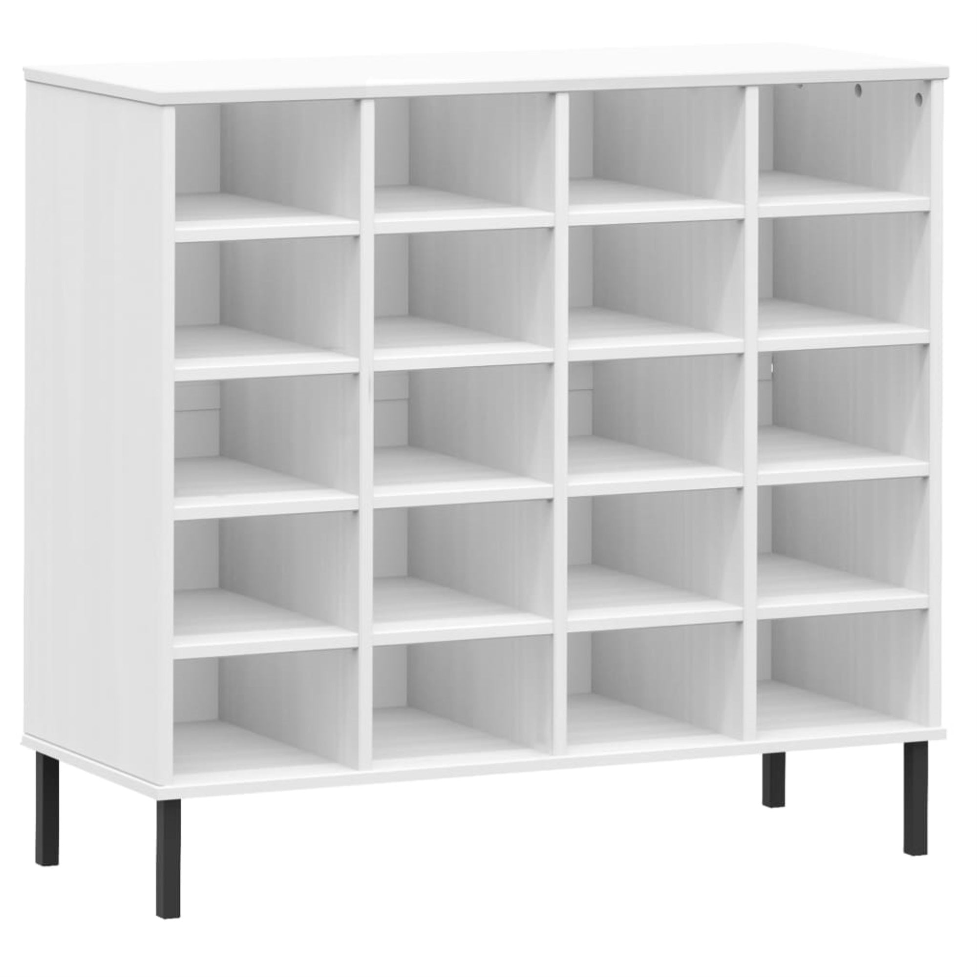 Vidaxl Shoe Rack With Metal Legs White 37.4'X13.8'X34.3' Solid Wood Oslo