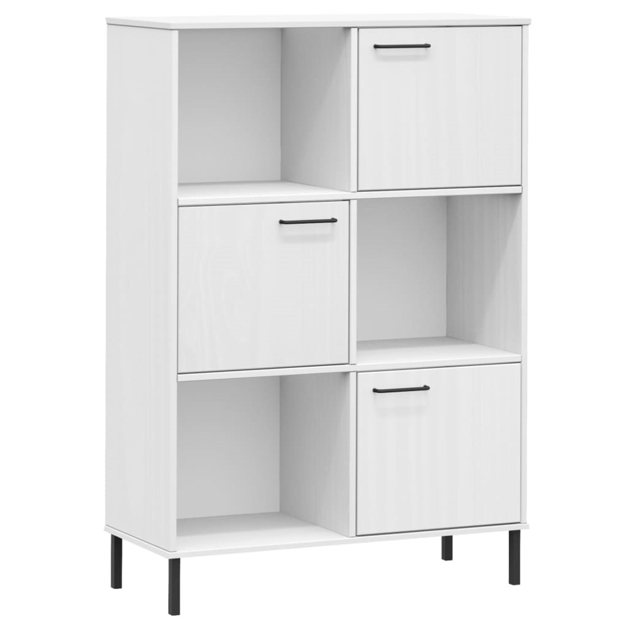 Vidaxl Bookcase With Metal Legs White 35.4'X13.8'X50.6' Solid Wood Oslo