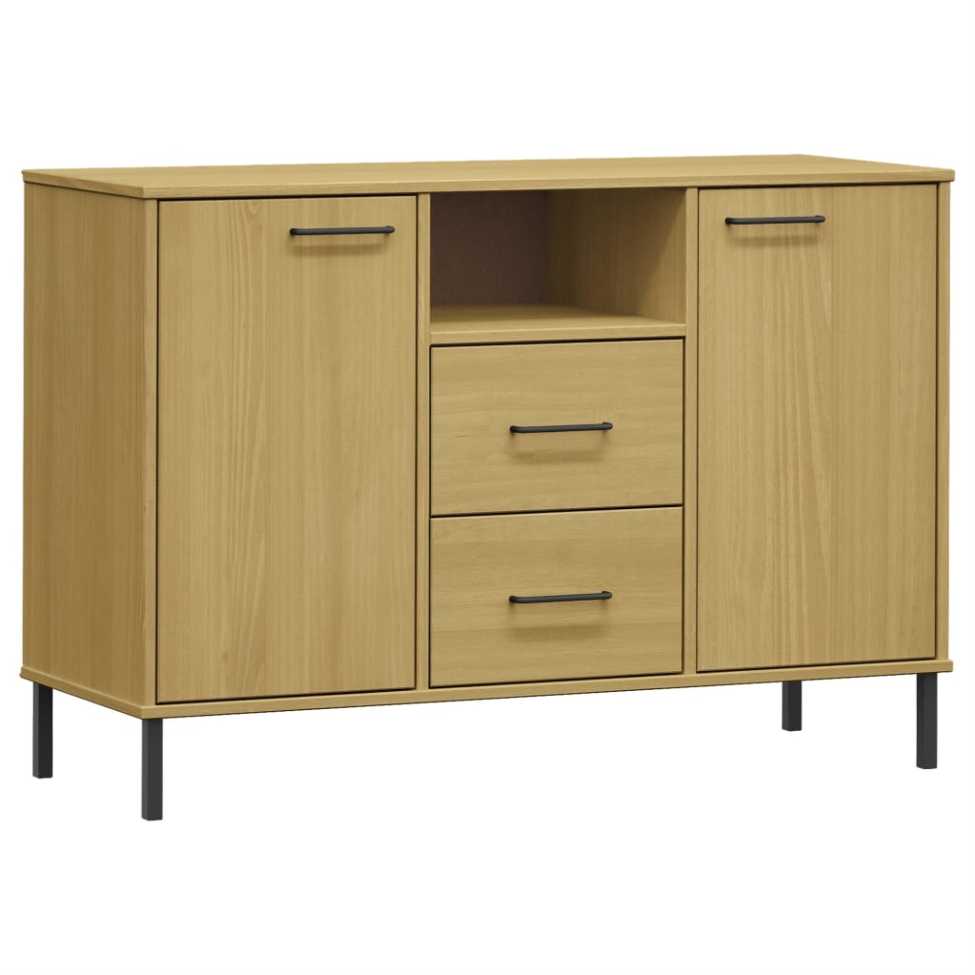 Vidaxl Sideboard With Metal Legs Brown 44.5'X15.7'X30.3' Solid Wood Oslo