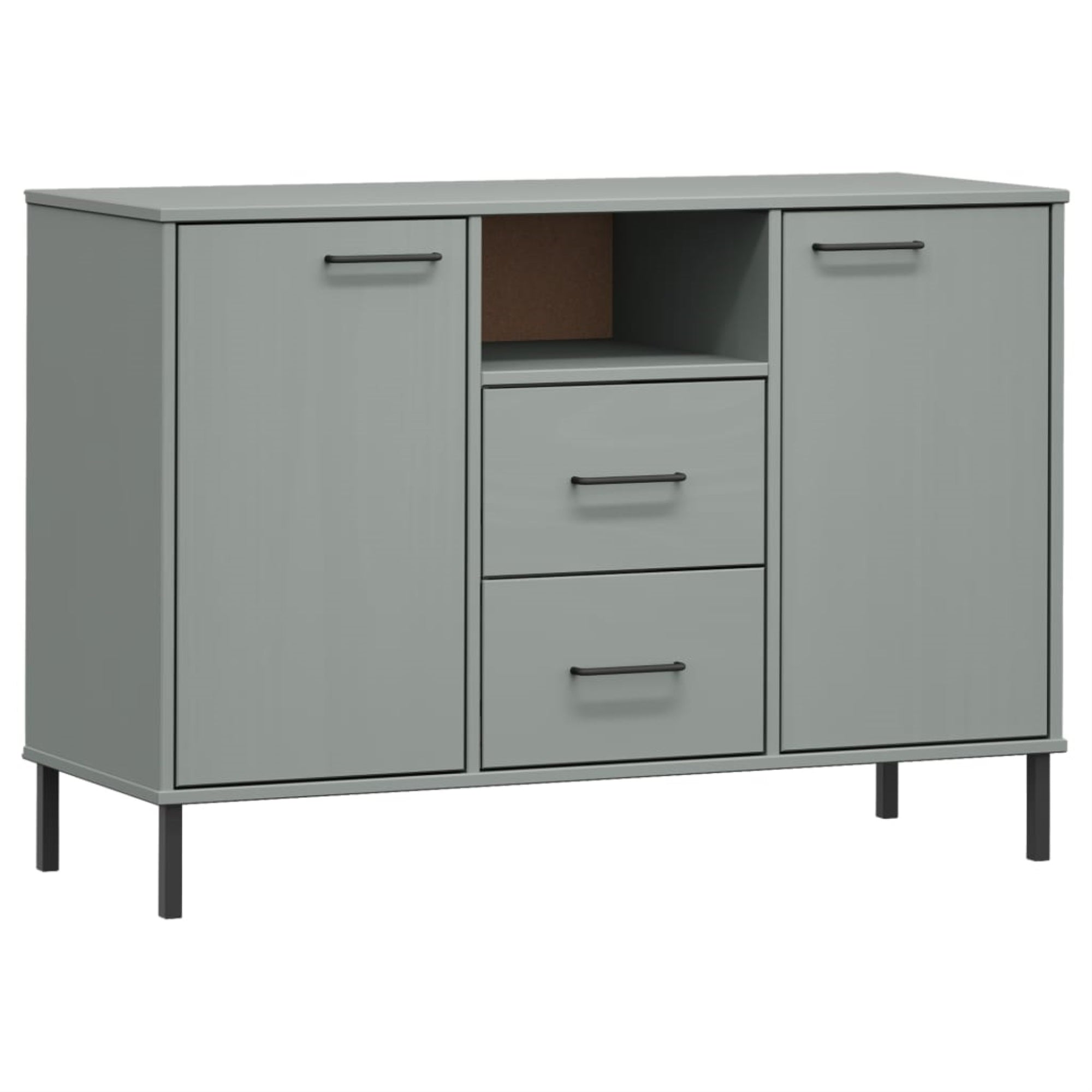 Vidaxl Sideboard With Metal Legs Gray 44.5'X15.7'X30.3' Solid Wood Oslo