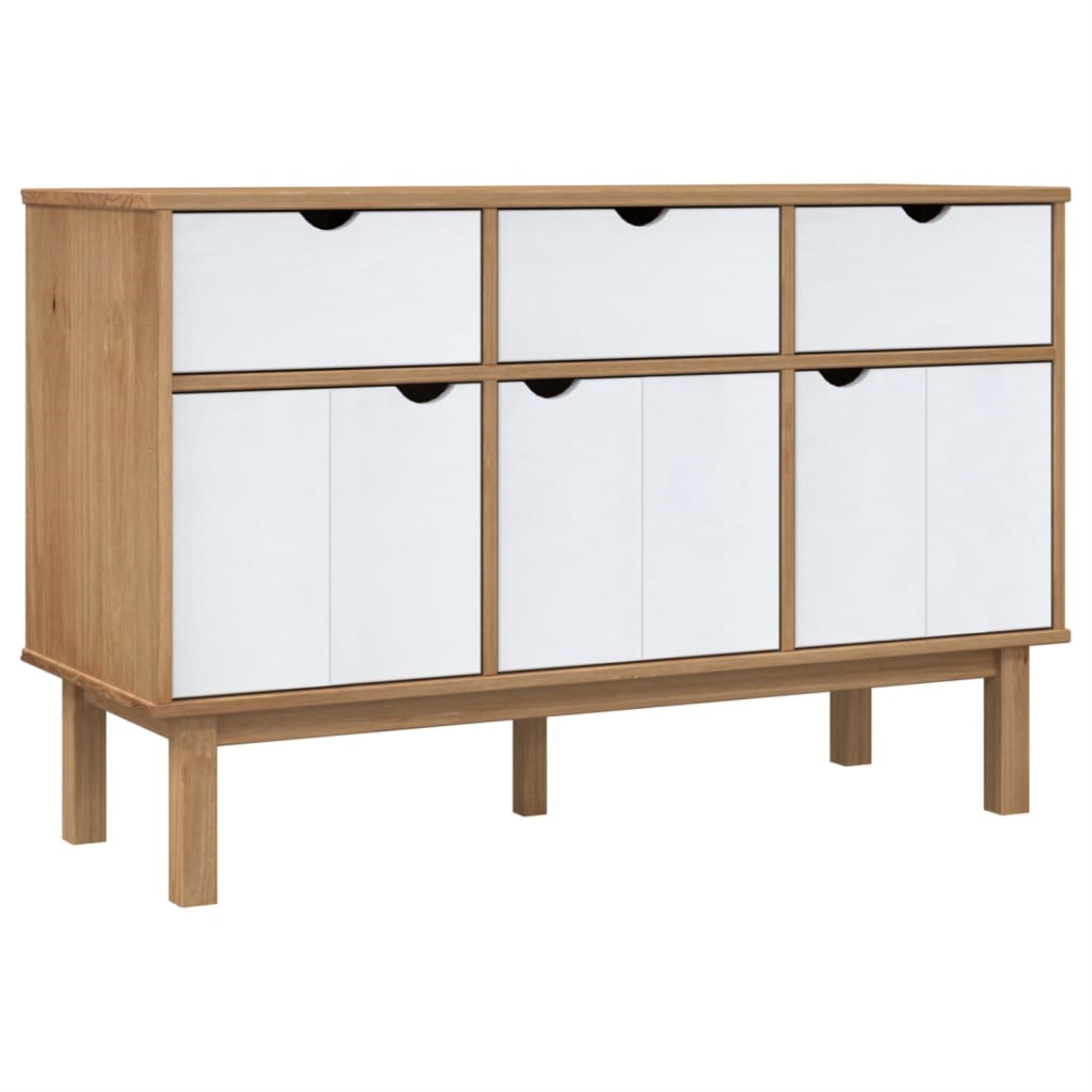 Vidaxl Sideboard Otta Brown And White 44.9'X16.9'X28.9' Solid Wood Pine