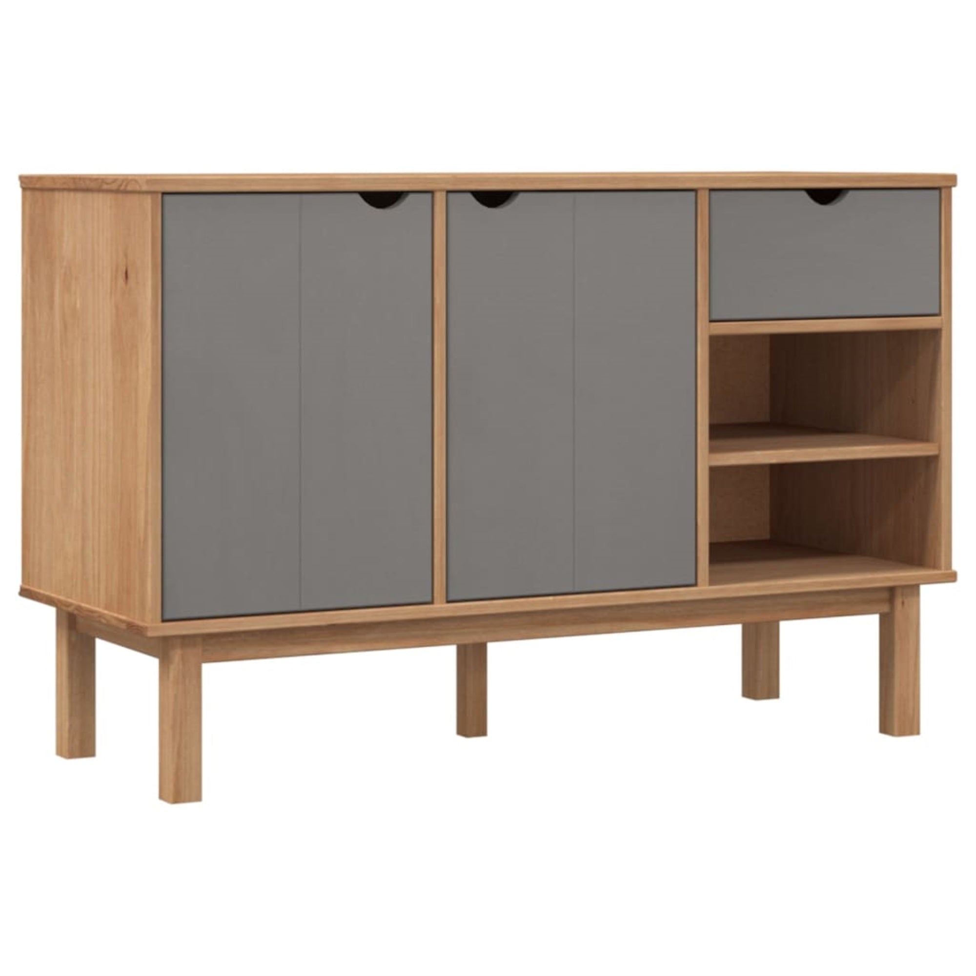 Vidaxl Sideboard Otta Brown And Gray 44.9'X16.9'X28.9' Solid Wood Pine