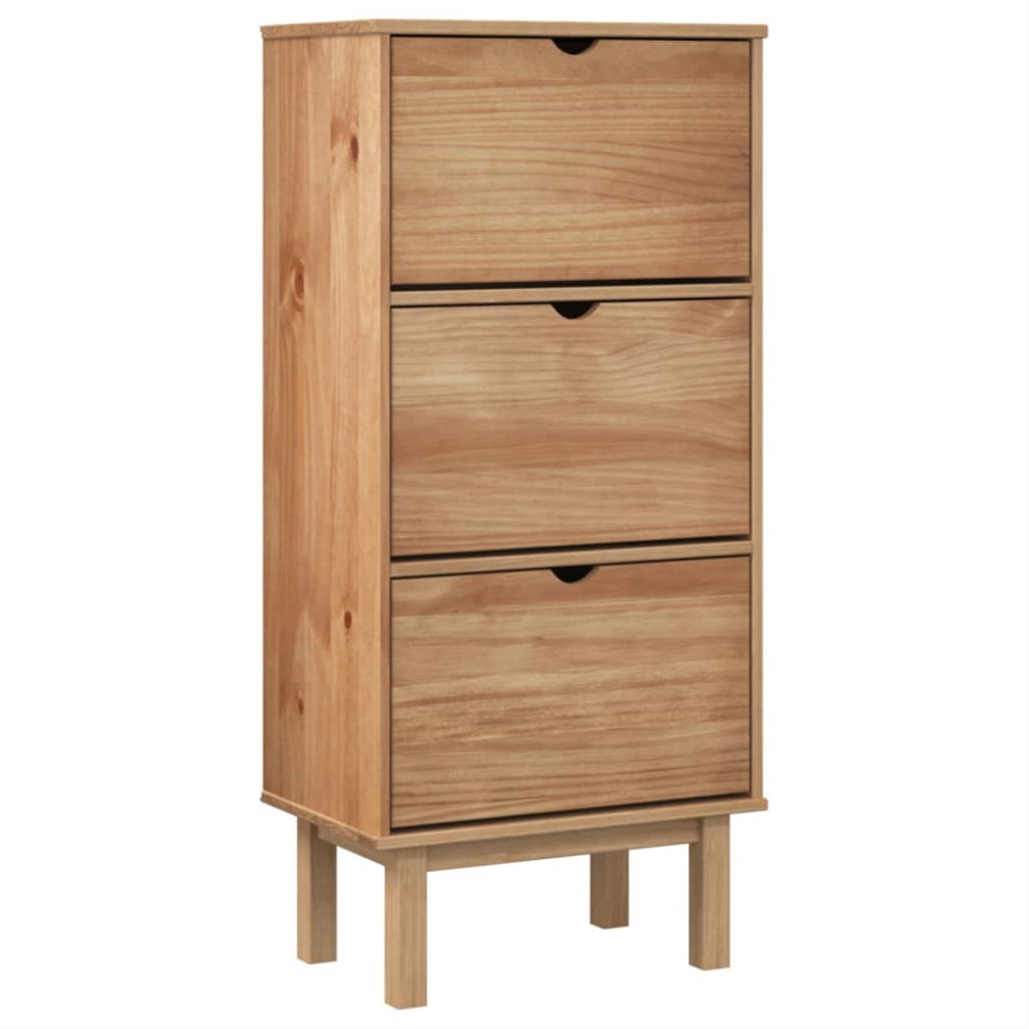 Vidaxl Shoe Cabinet Otta With 3 Drawers Brown Solid Wood Pine