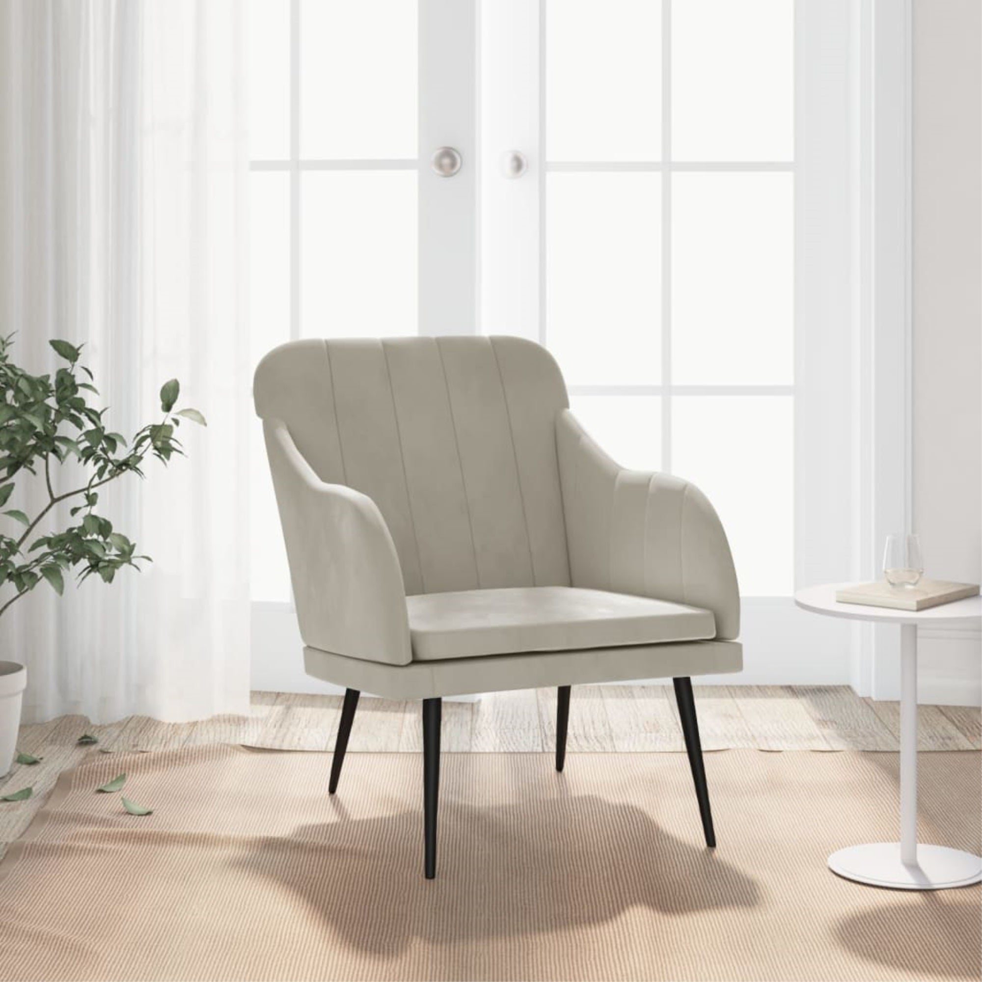 Vidaxl Armchair Light Gray 24.8'X29.9'X31.5' Velvet