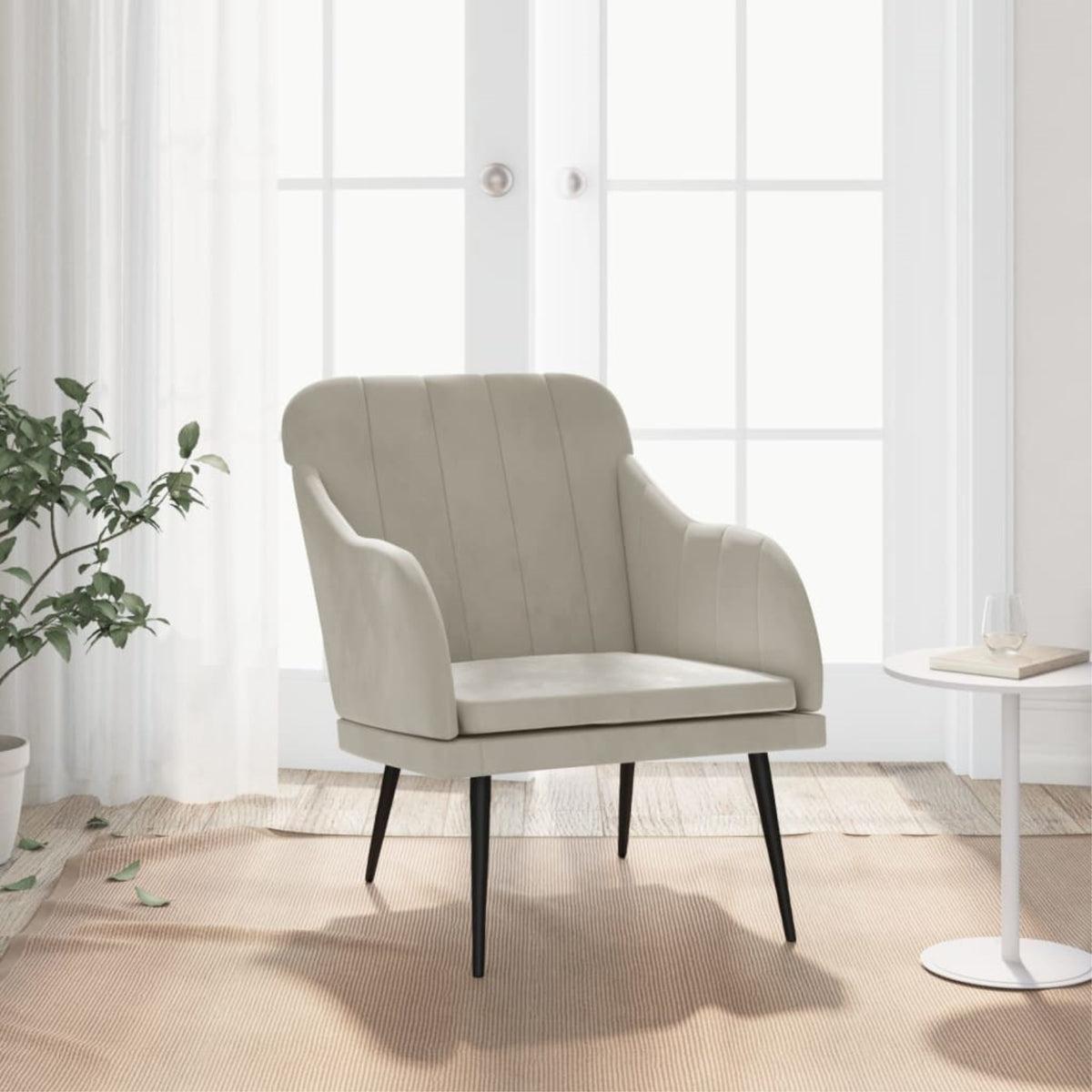 Vidaxl Armchair Light Gray 24.8'X29.9'X31.5' Velvet