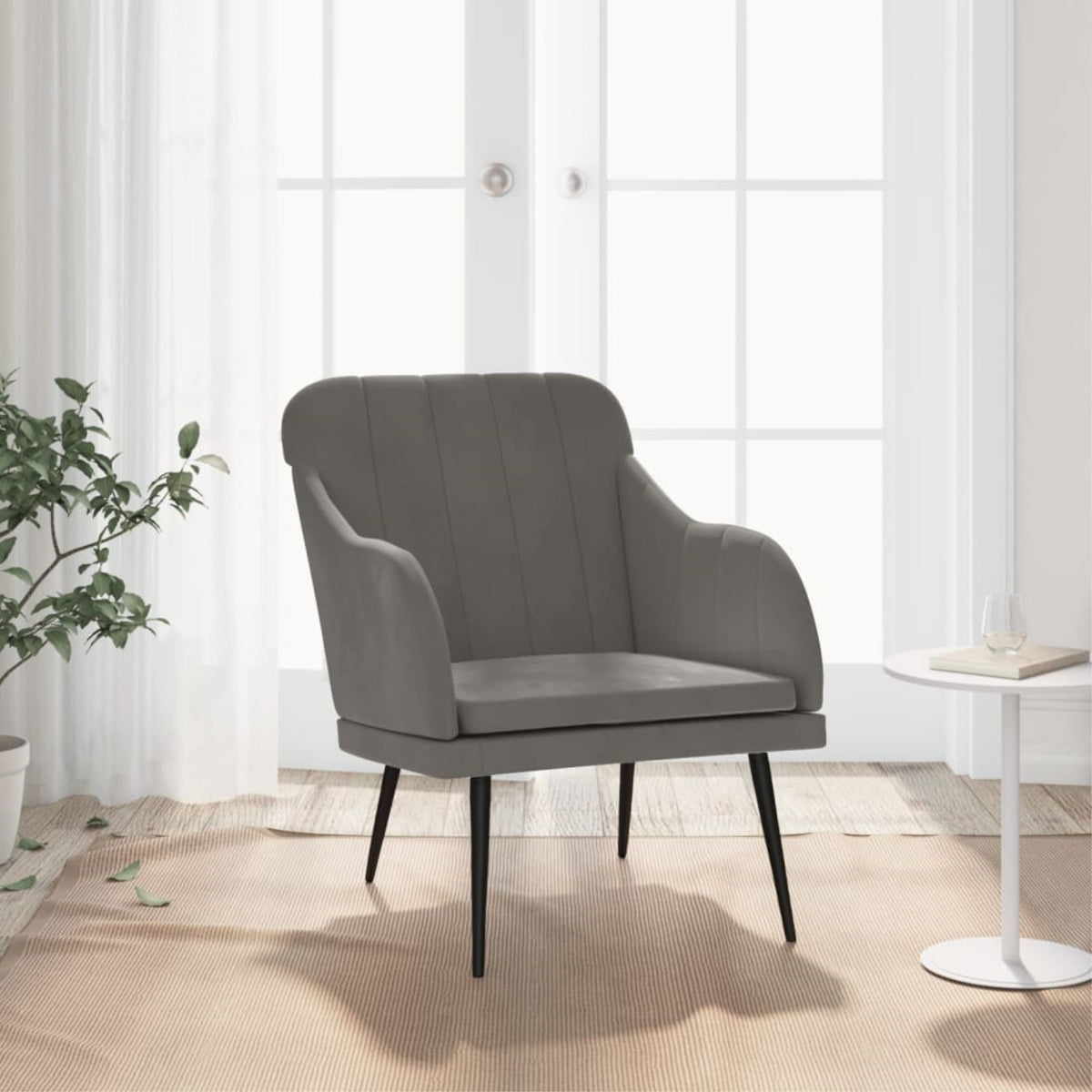Vidaxl Armchair Dark Gray 24.8'X29.9'X31.5' Velvet