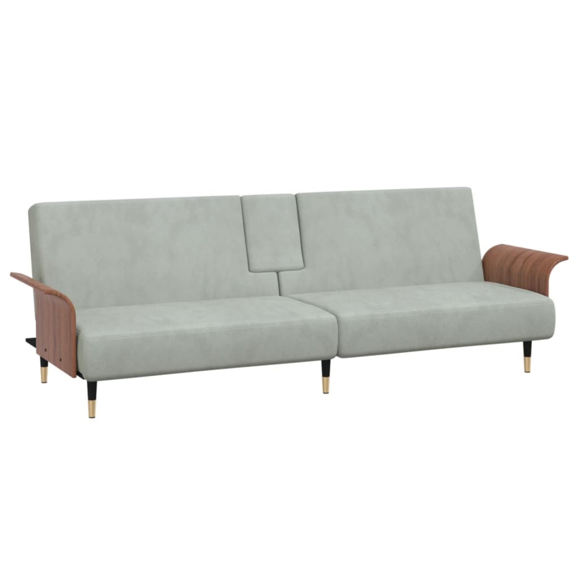 Vidaxl Sofa Bed With Cup Holders Light Gray Velvet