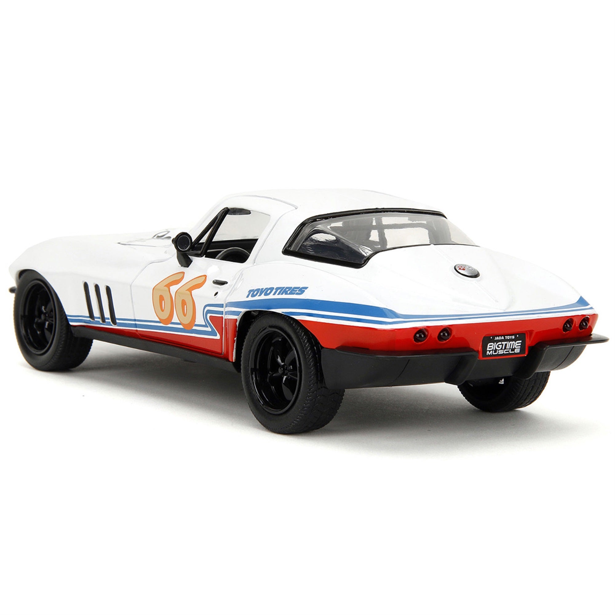 1966 Chevrolet Corvette #66 'Racing Spirit' White With Graphics 'Bigtime Muscle' Series 1/24 Diecast Model Car By Jada