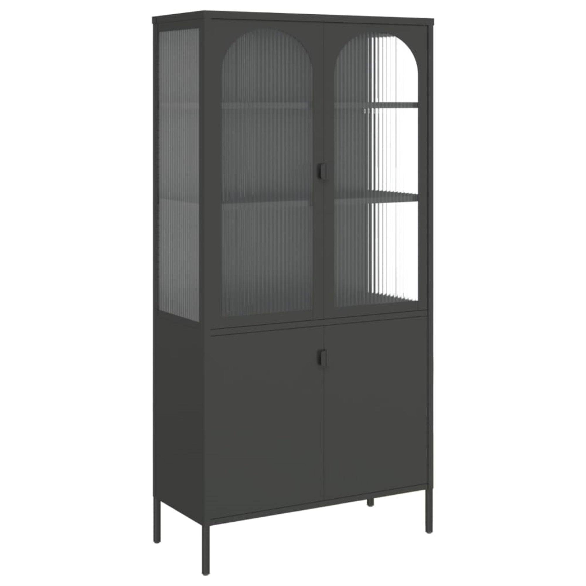 Vidaxl Highboard Black 35.4'X15.7'X70.9' Glass And Steel